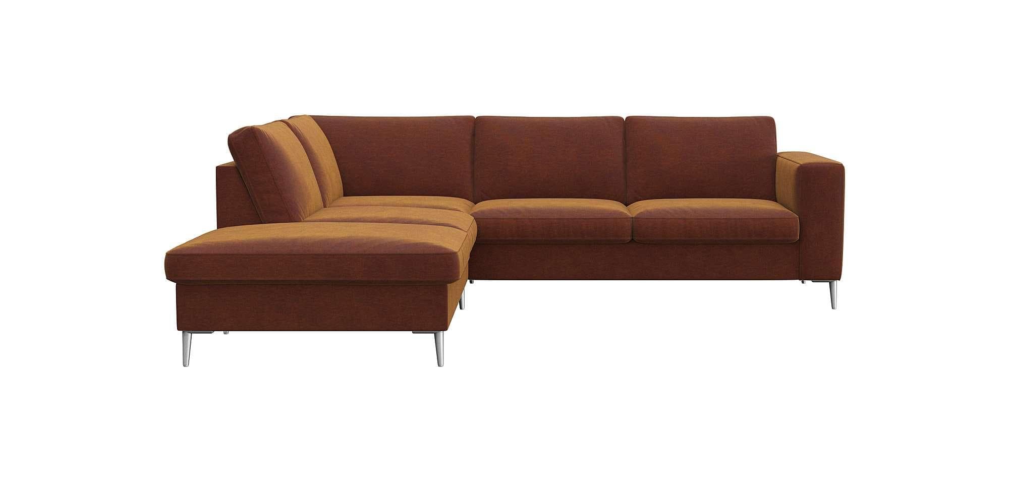 Ecksofa FLEXLUX Fiore L-Form Cognac braun Polyester