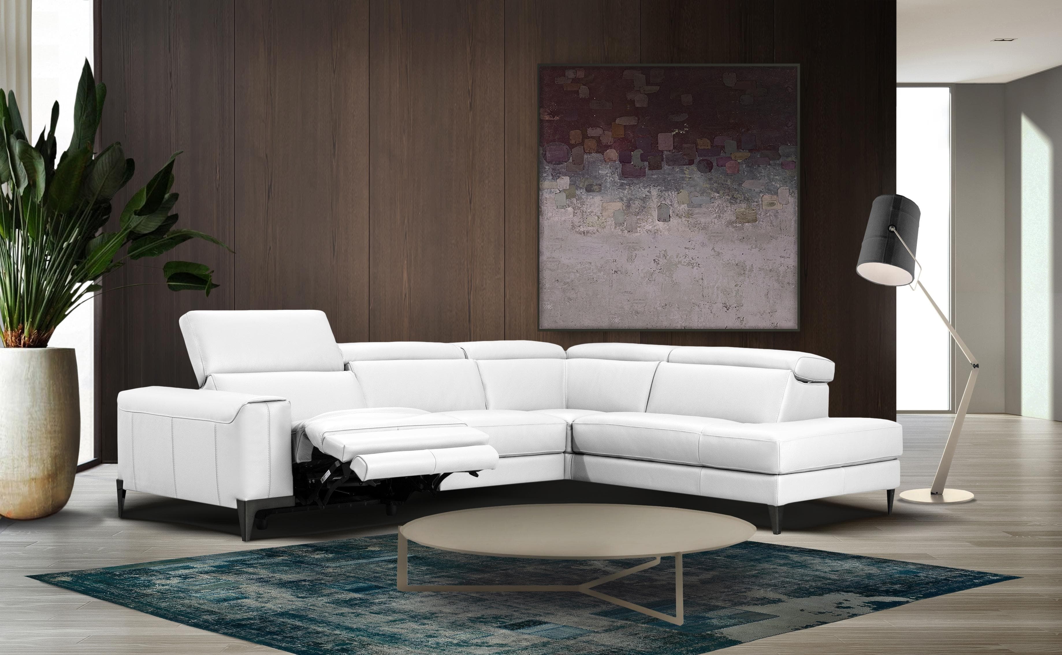 CALIA ITALIA Ecksofa Benja Weiß Leder Elektrische Relaxfunktion