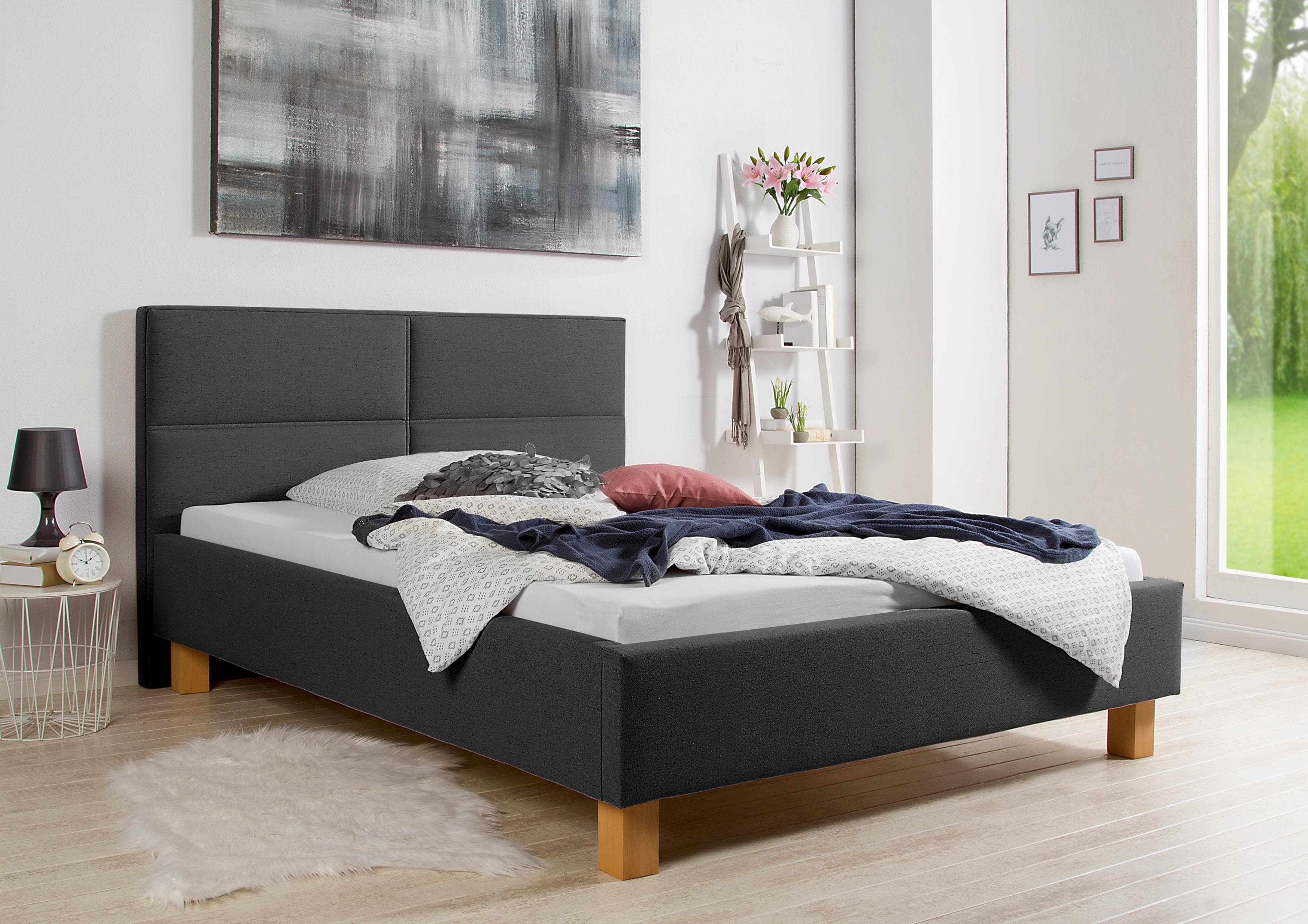 Maintal Polsterbett Derryville Grau Weiches Kopfteil