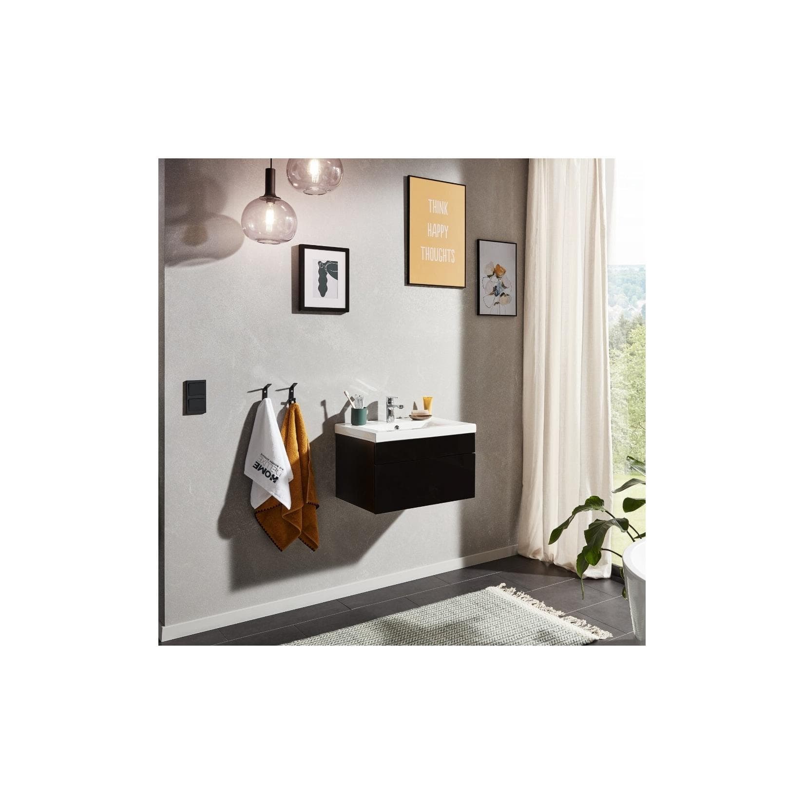 HOME DELUXE Wangerooge Badmöbel-Set Schwarz Modernes Design