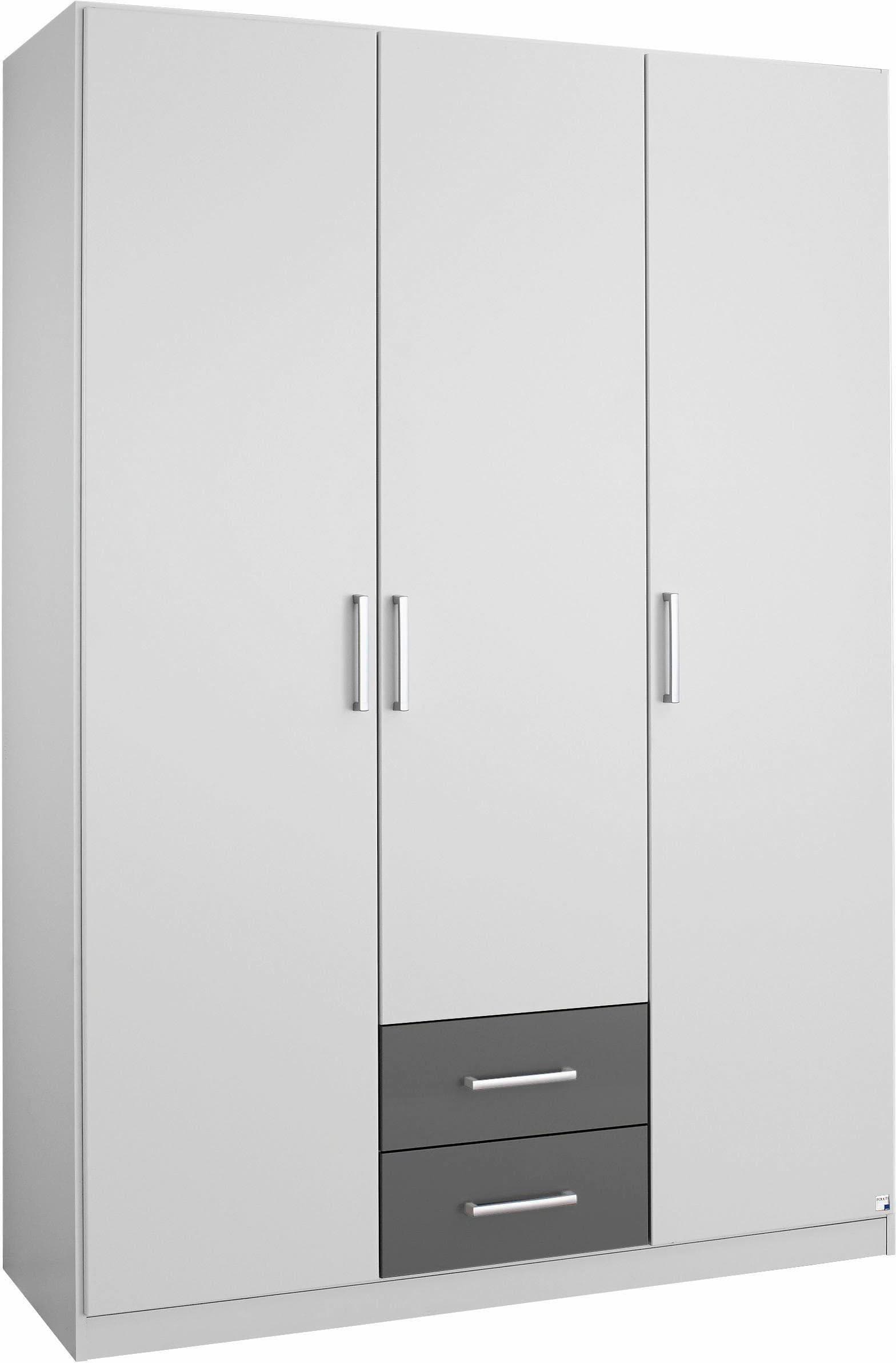 Rauch Kleiderschrank Albero Weiß/Graumetallic 3-Türer mit Schubladen