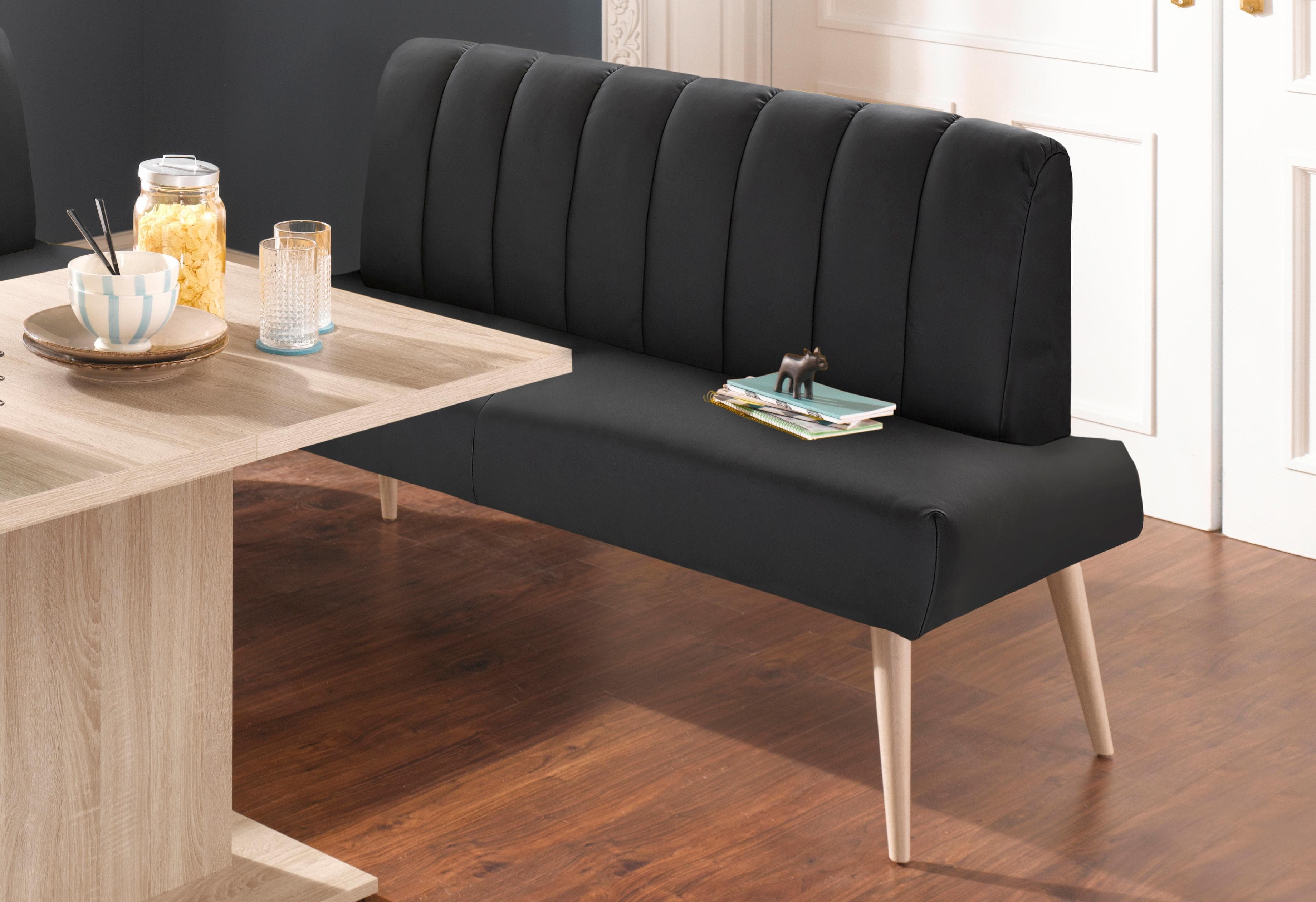 EXXPO Sitzbank Costa Schwarz Modern mit Holzfuß