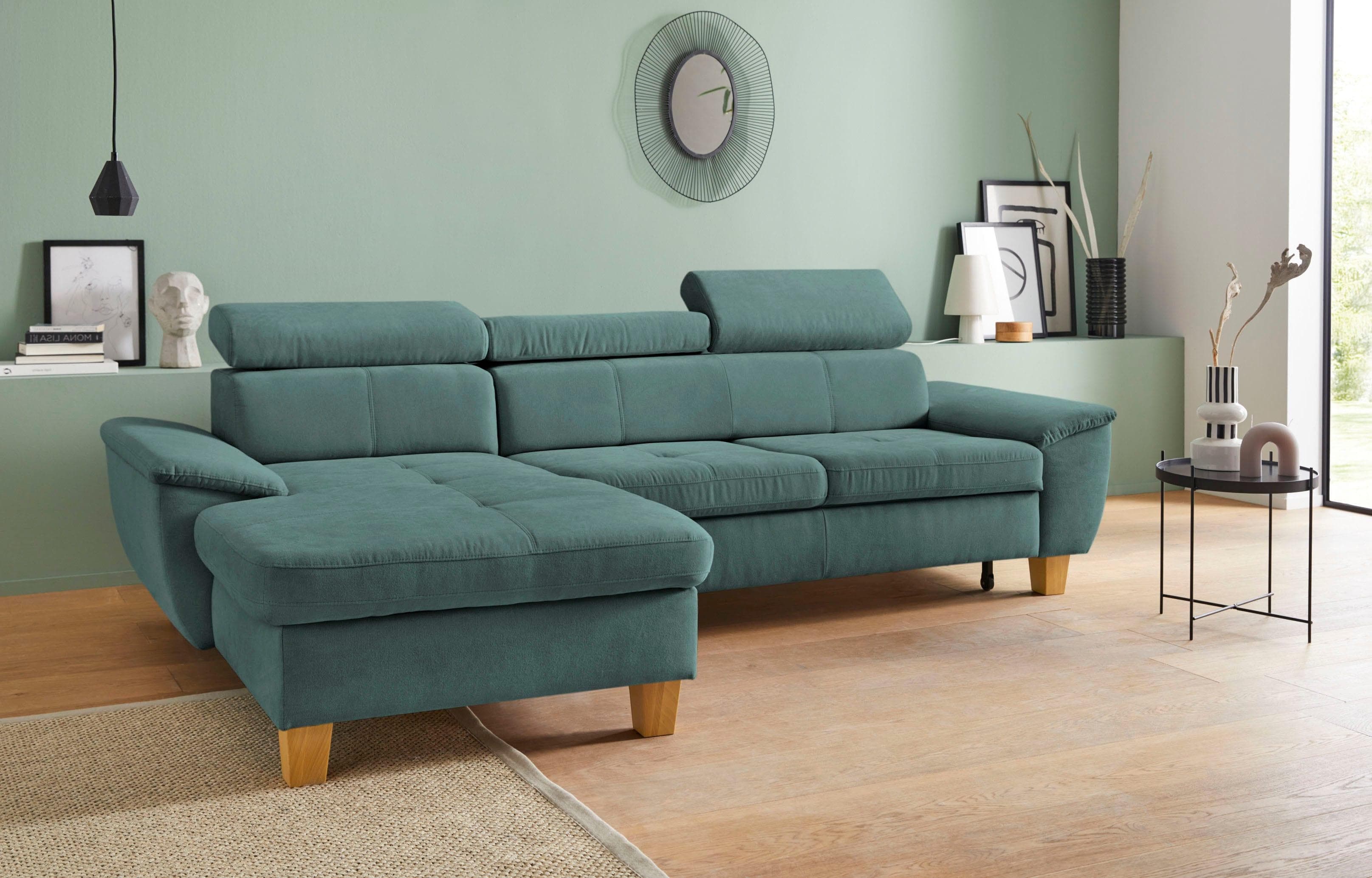 EXXPO Ecksofa Enya L-Form mit Bettfunktion Aqua Microfaser