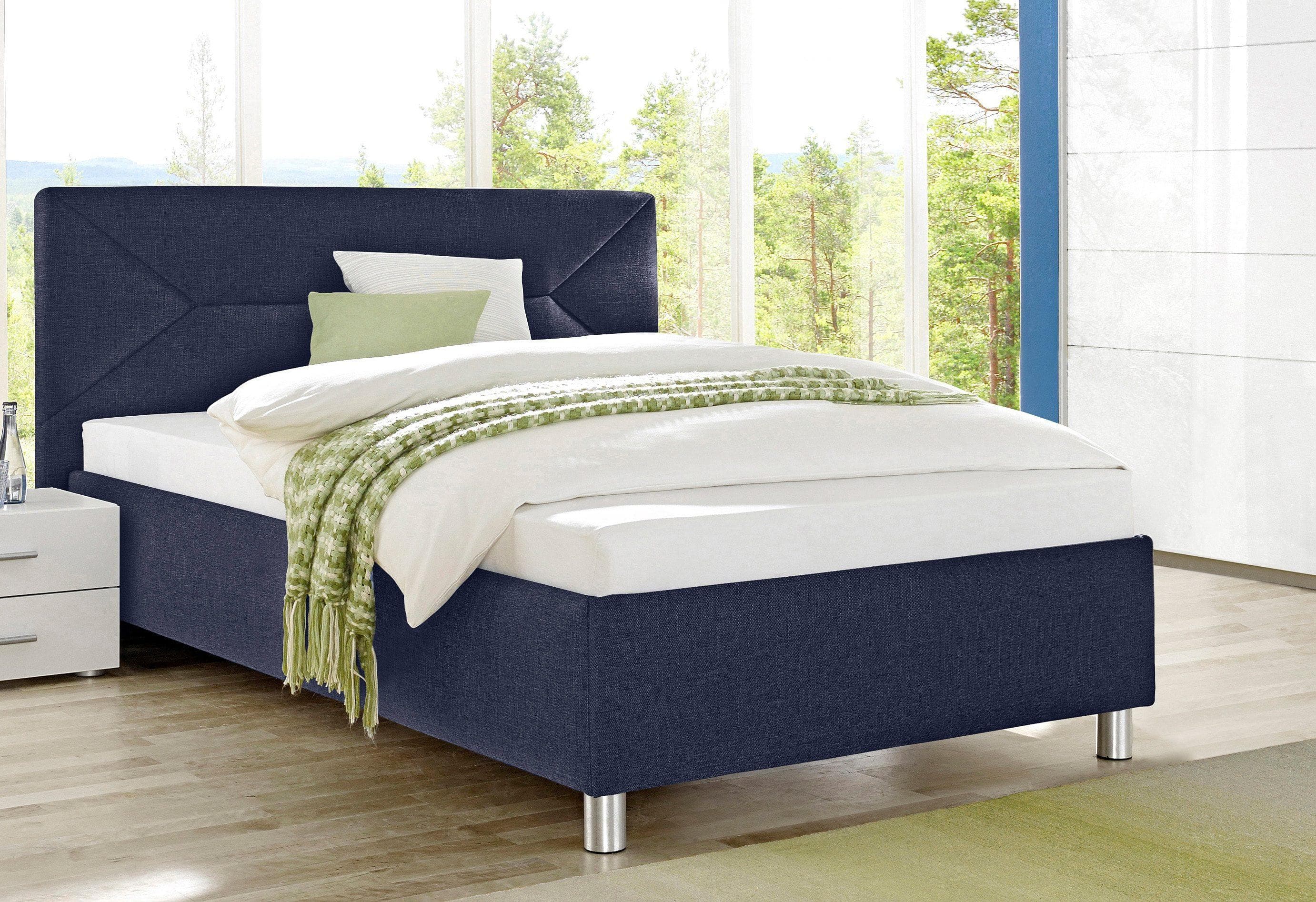 Polsterbett MAINTAL Blau mit Bettkasten und verstellbarem Kopfteil