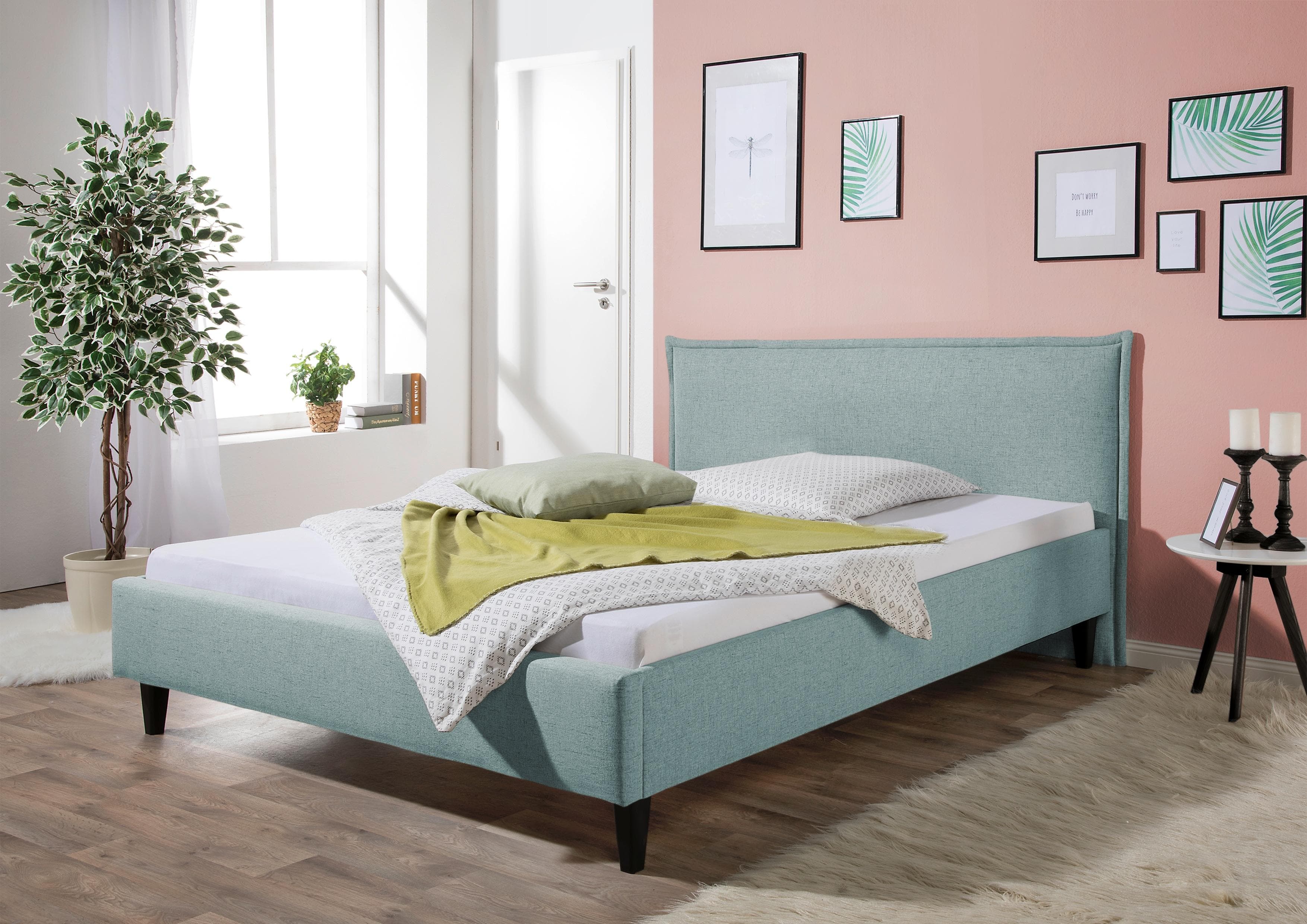 Maintal Polsterbett Gustine - Gemütliches Bett mit Holzfüßen