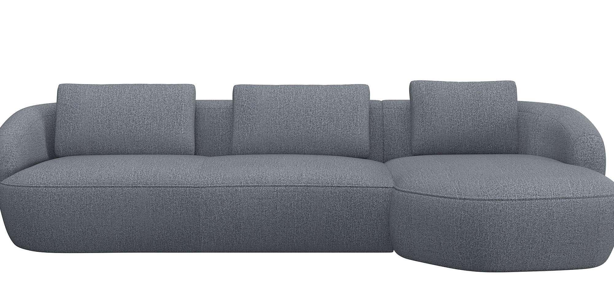 FLEXLUX Wohnlandschaft Torino Navy Blau L-Form mit Recamiere