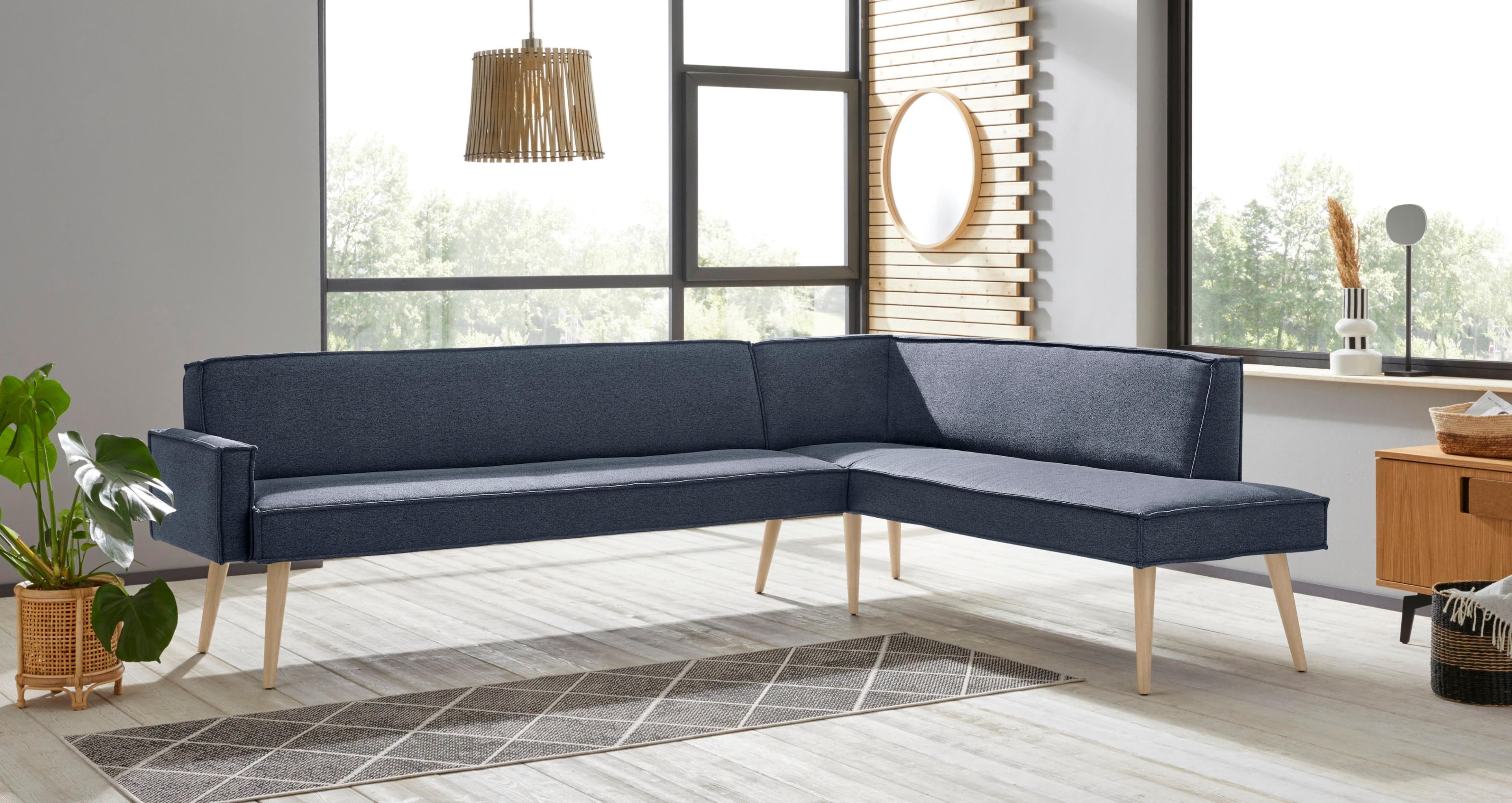 EXXPO Eckbank Lungo Blau Modern Gepolstert Frei Im Raum
