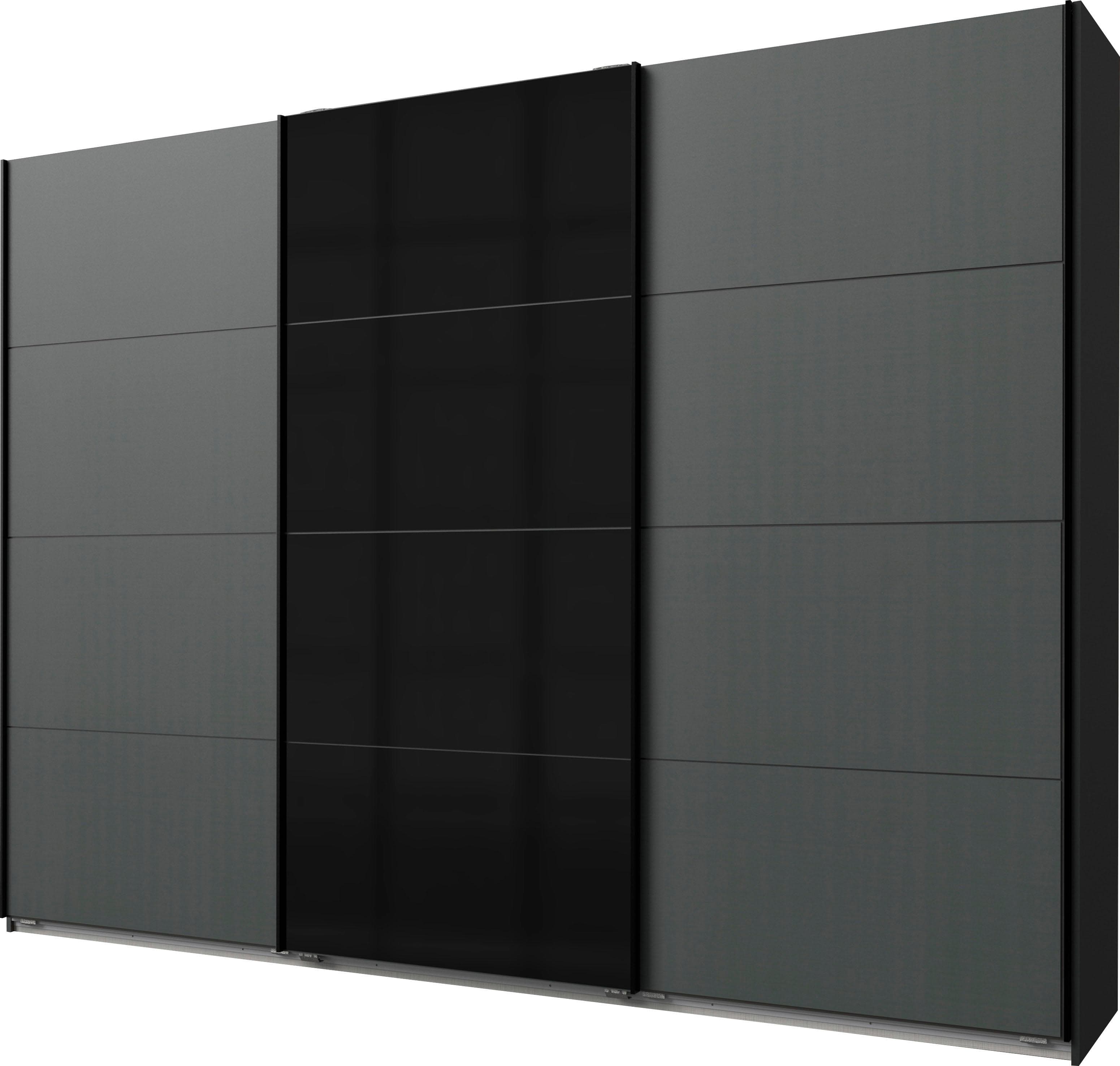 WIMEX Schwebetürenschrank Ernesto Graphit Glas Schwarz