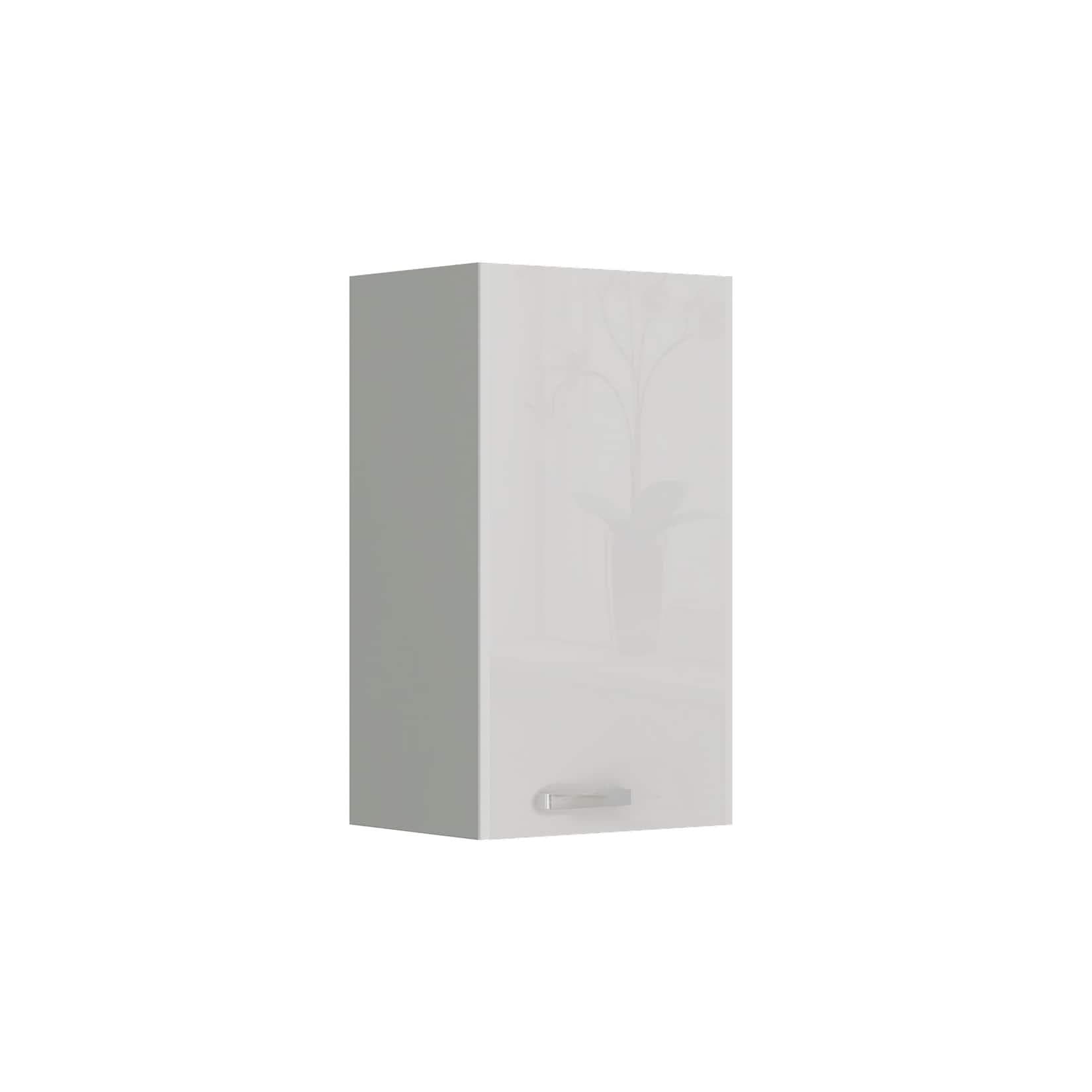 Hochglanz Hängeschrank Weiß + Grau für Küche