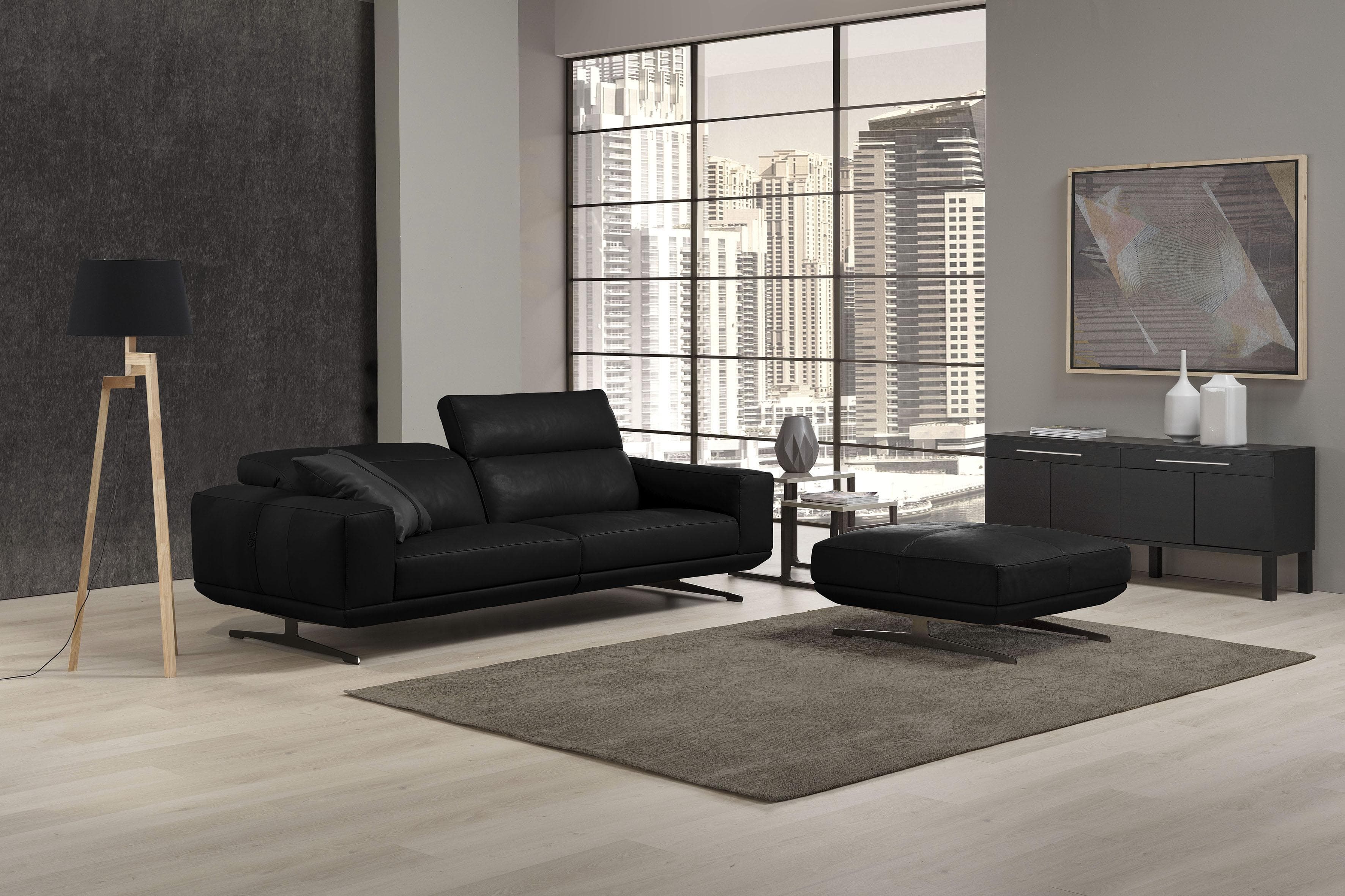 EGOITALIANO Gloria 2,5-Sitzer Sofa Schwarz Leder BULL