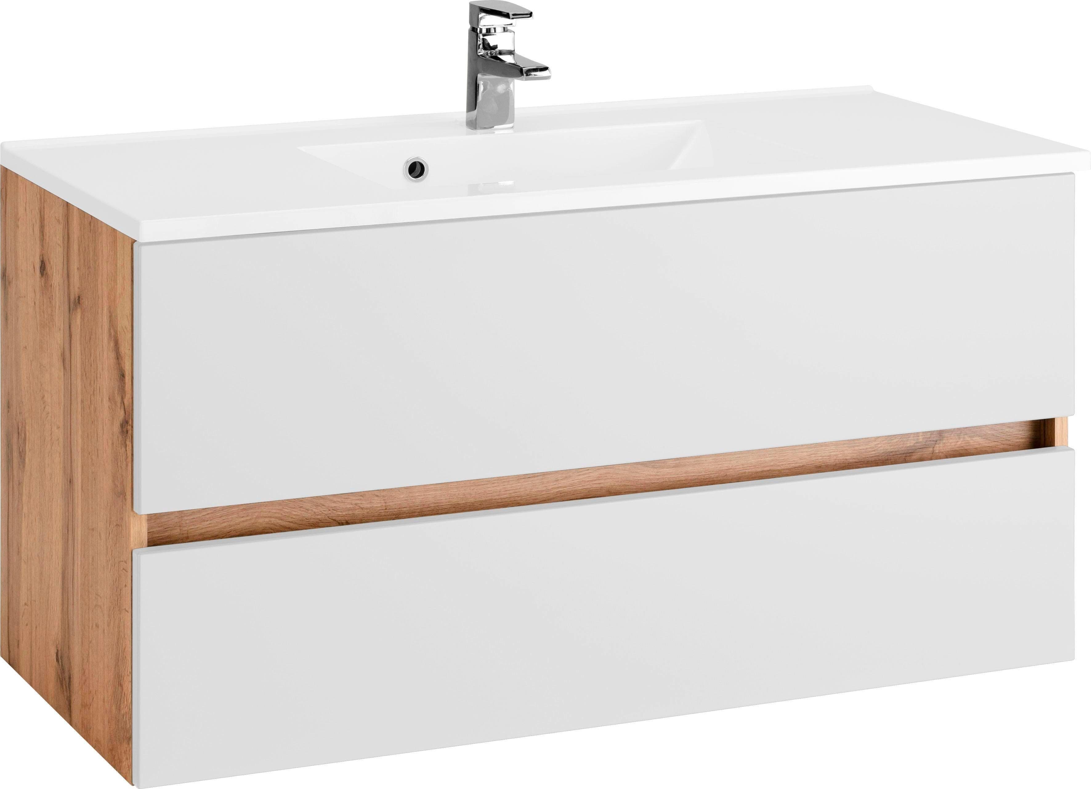 Waschtisch WELLTIME Lucca Weiß Eichefarben 100cm
