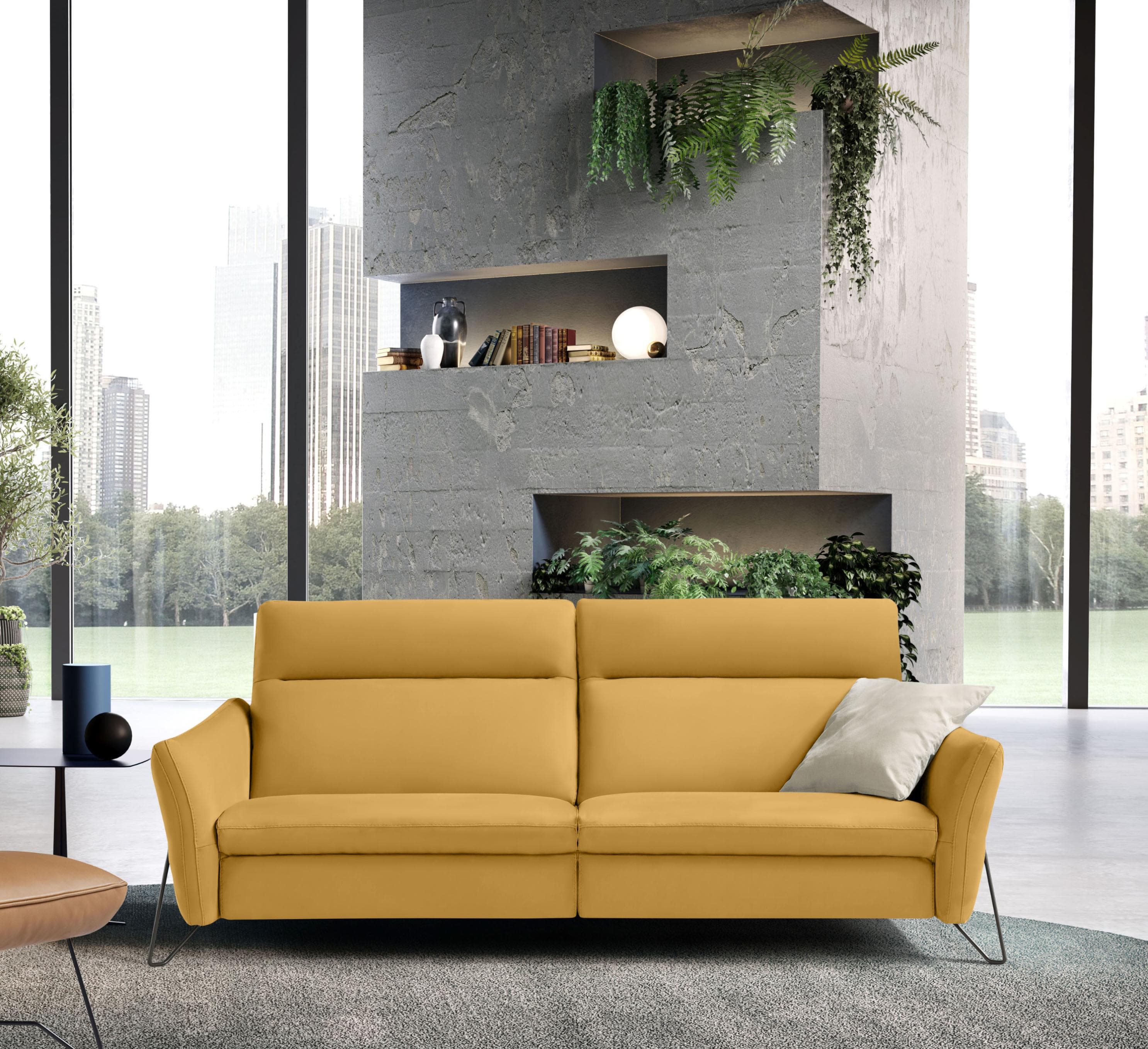 EGOITALIANO Sofa Gaia 2-Sitzer Gelb Leder Elektrisch Relax