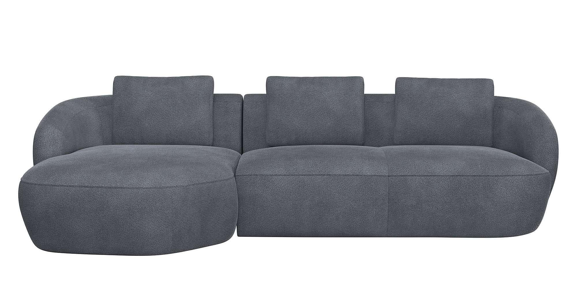 FLEXLUX Wohnlandschaft Torino L-Form Grau Boucle Polstermöbel