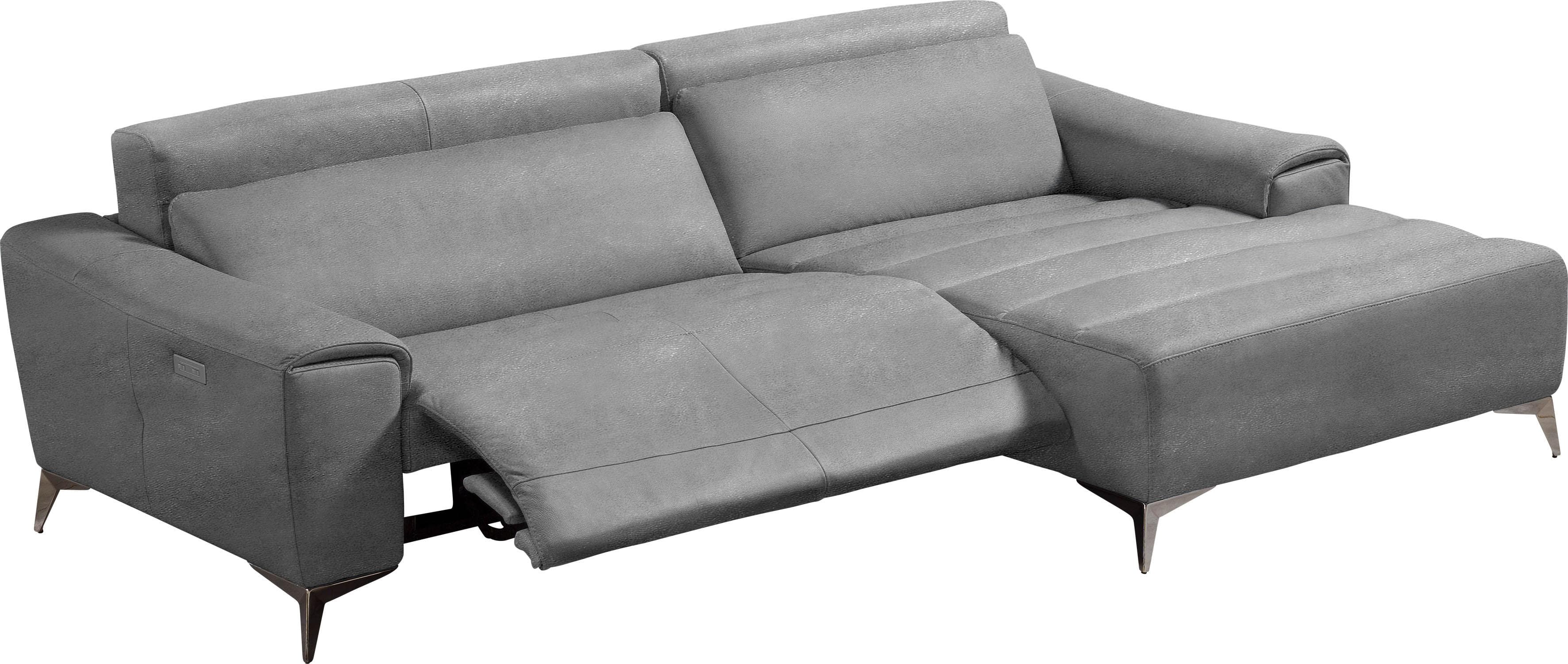 Egoitaliano Ecksofa Suzette Designsofa Luxus-Microfaser Lederoptik Steingrau
