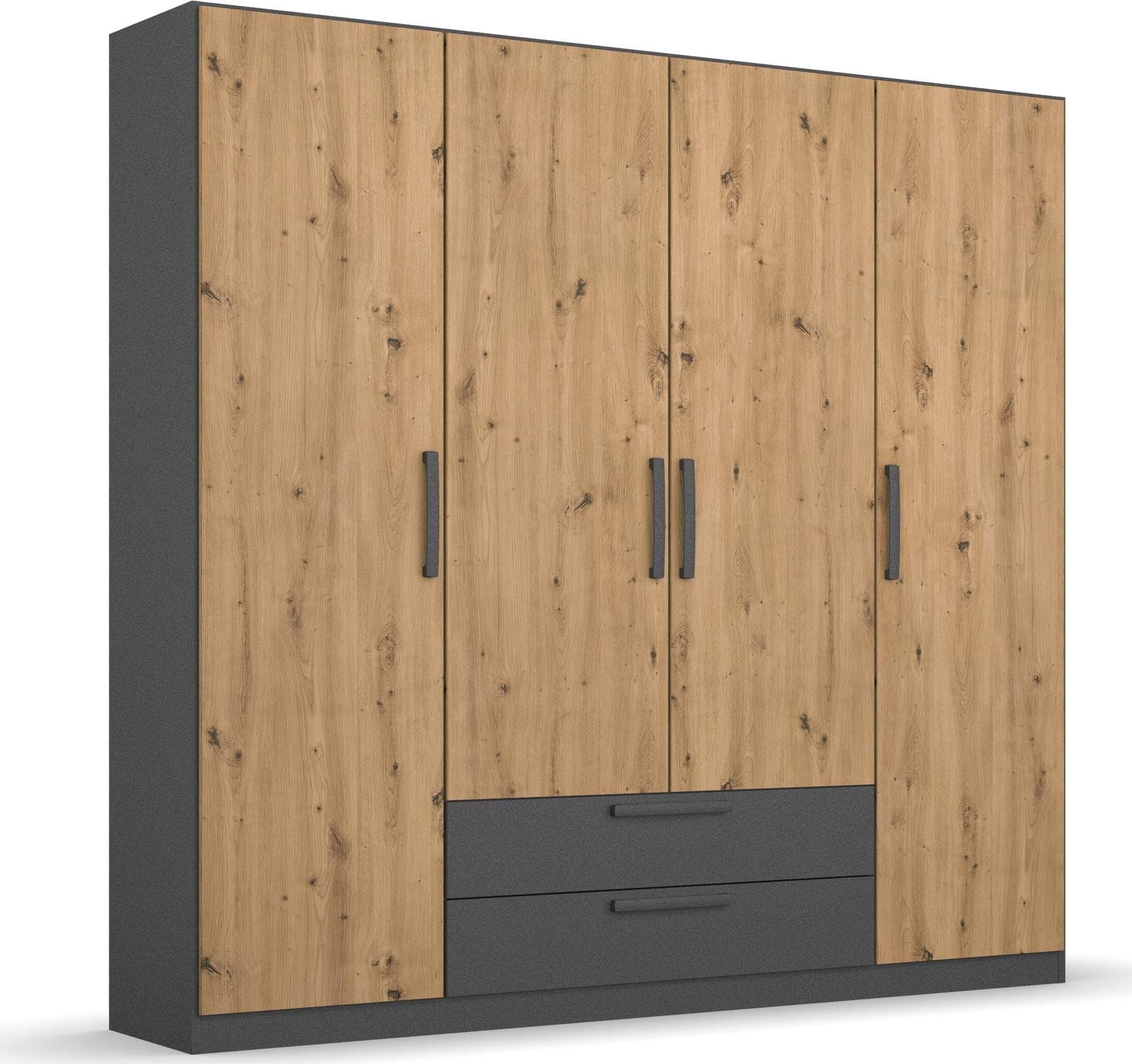 Rauch StyleUp Drehtürenschrank Grau Metallgriffe