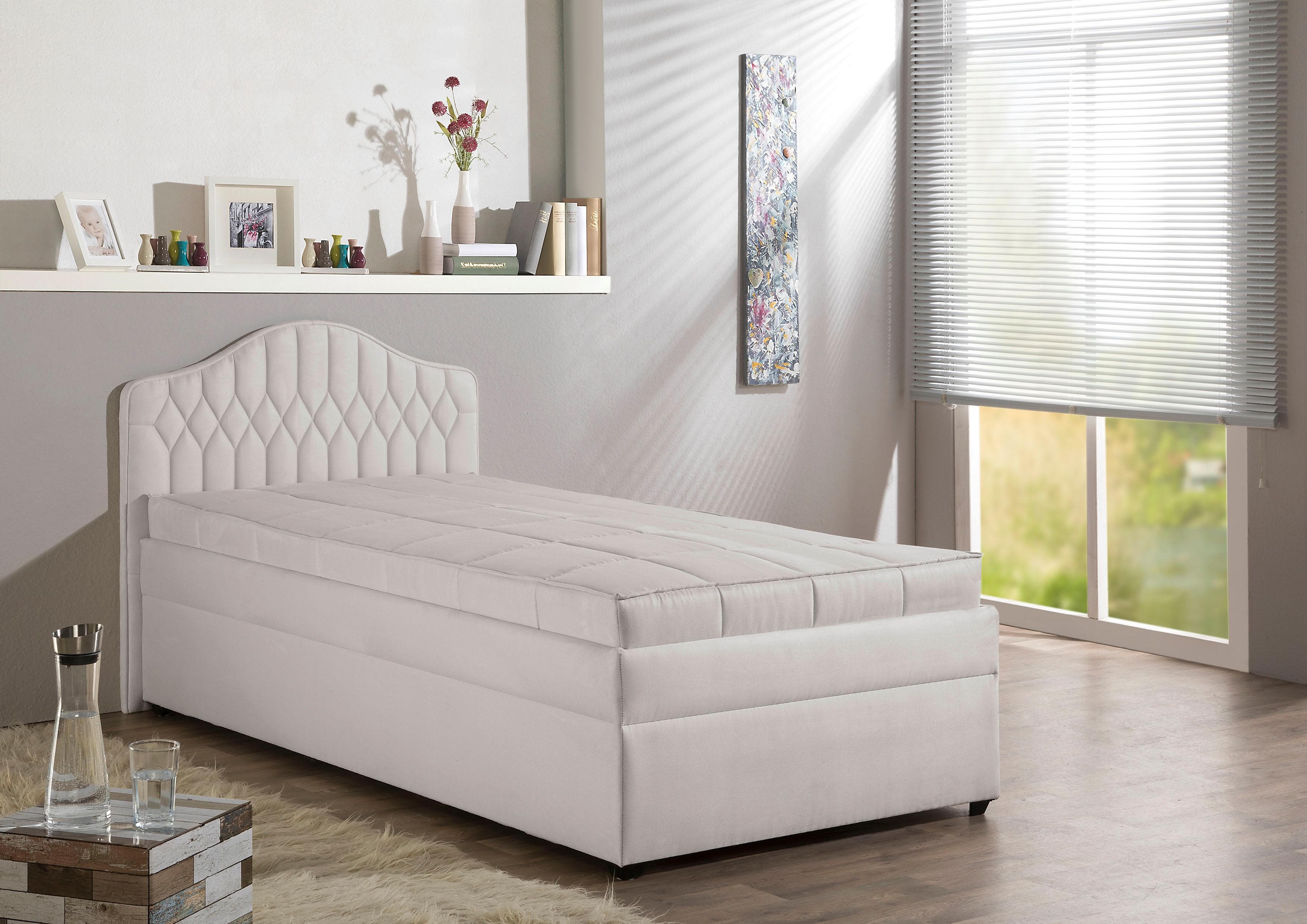 Polsterbett MAINTAL Silbergrau Microvelours mit Bettkasten