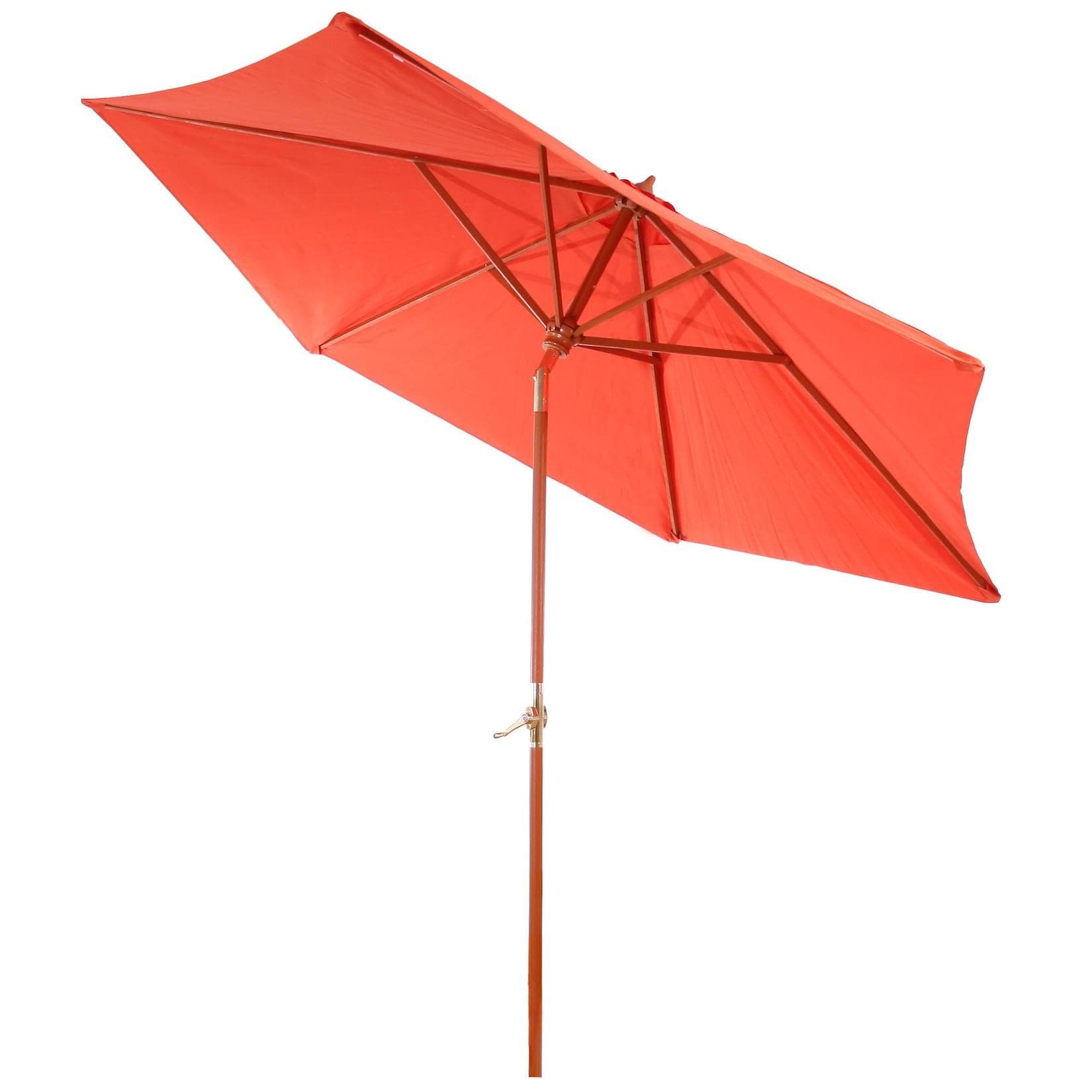 MCW Holz-Sonnenschirm Lissabon 3m Terracotta neigbar mit Kurbel