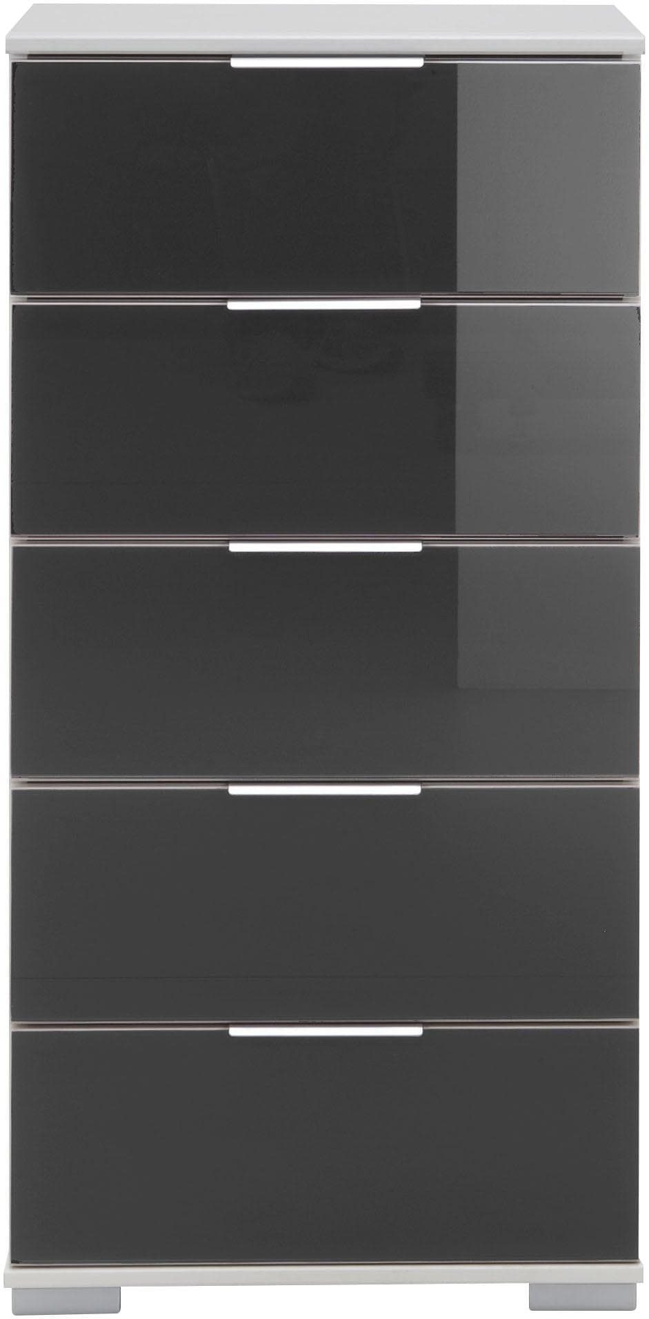WIMEX Schubkastenkommode Easy Weiß Grauglas 5 Schubladen