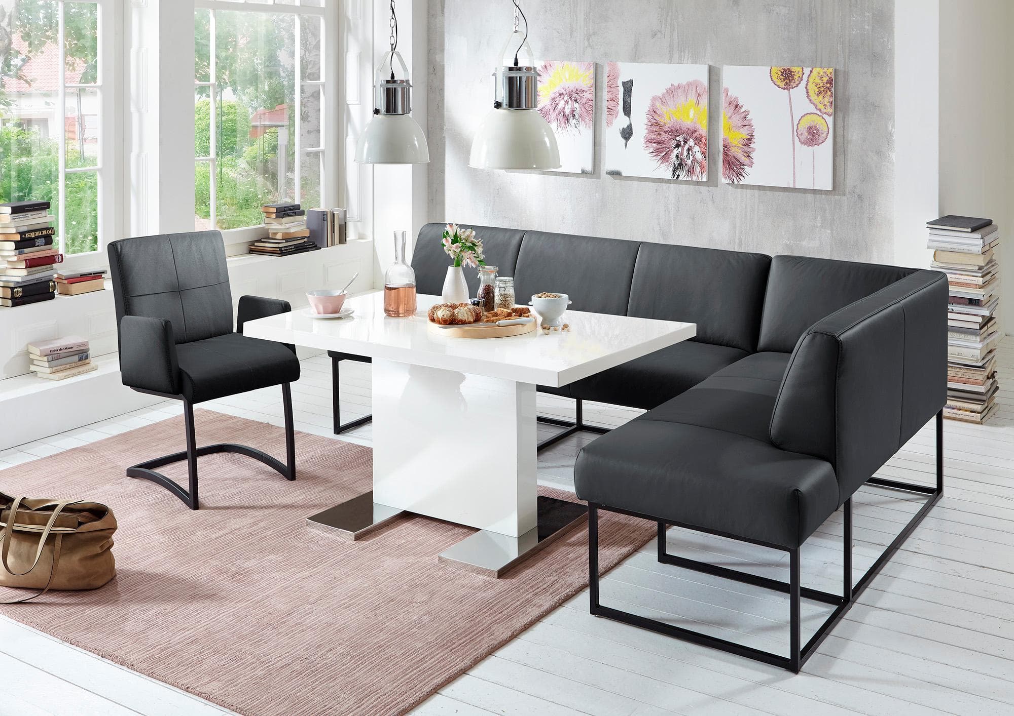 Eckbank EXXPO SOFA FASHION Affogato Schwarz Kunstleder