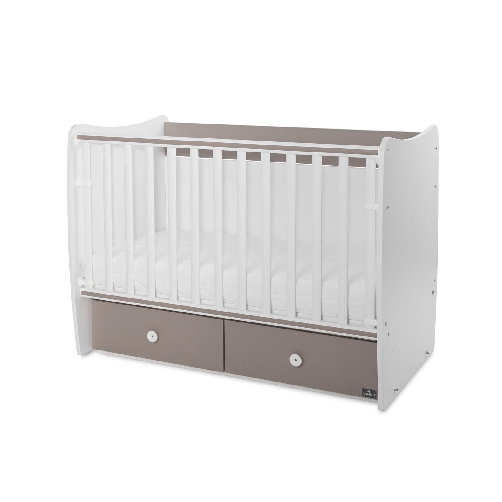 Lorelli Babybett MATRIX NEW 2 Ebenen 2 Schubladen Braun Weiß