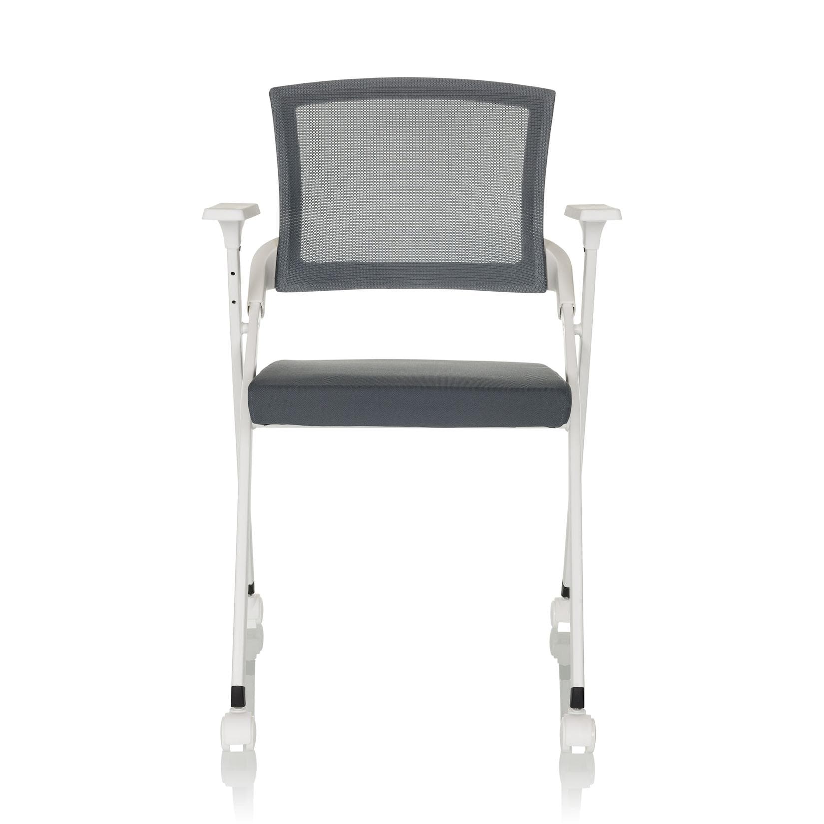 hjh OFFICE Klappstuhl PRIORITY II W Stoff/Netzstoff mit Armlehnen Weiß