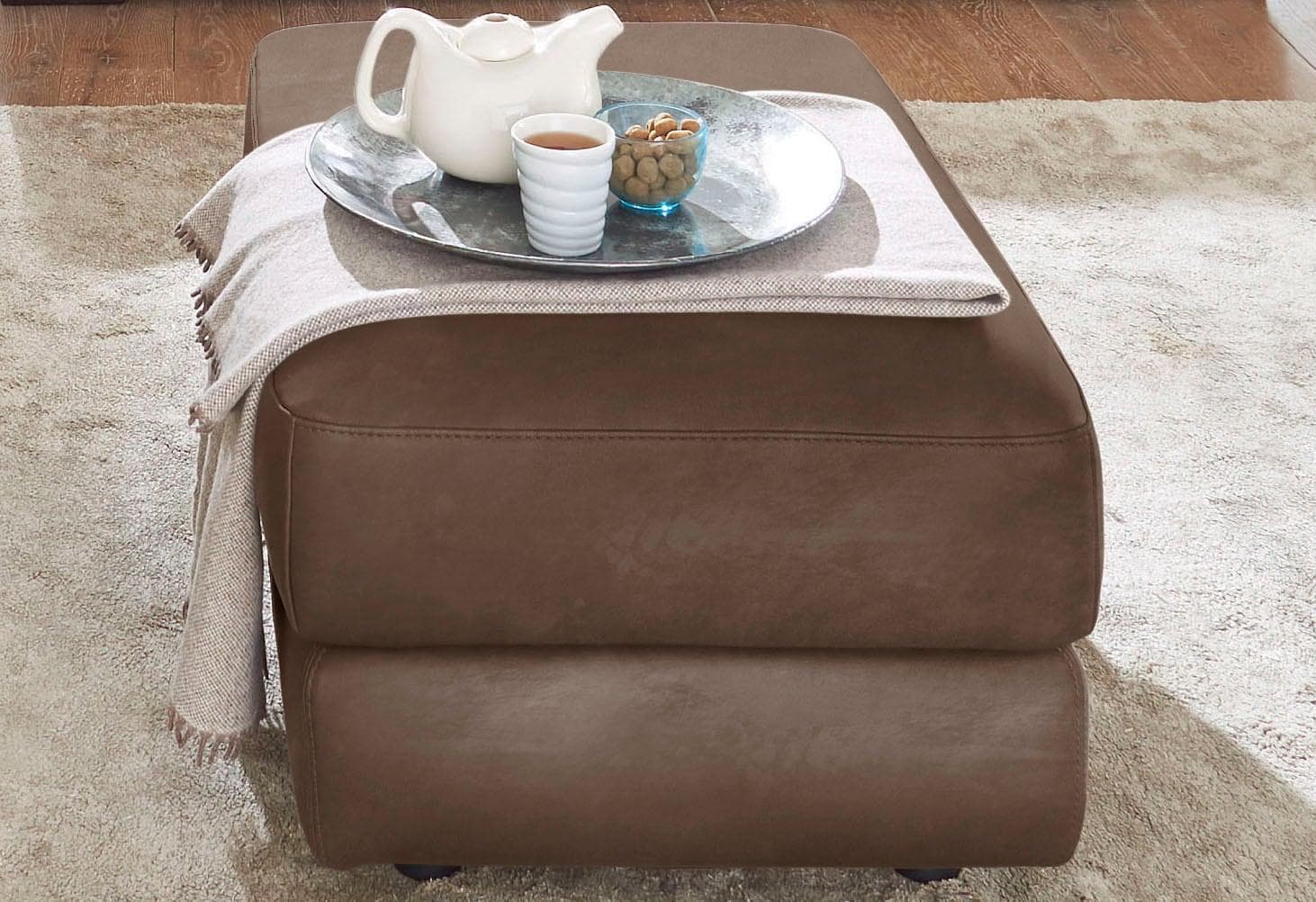 CALIA ITALIA Hocker Gaia Braun Luxus-Microfaser