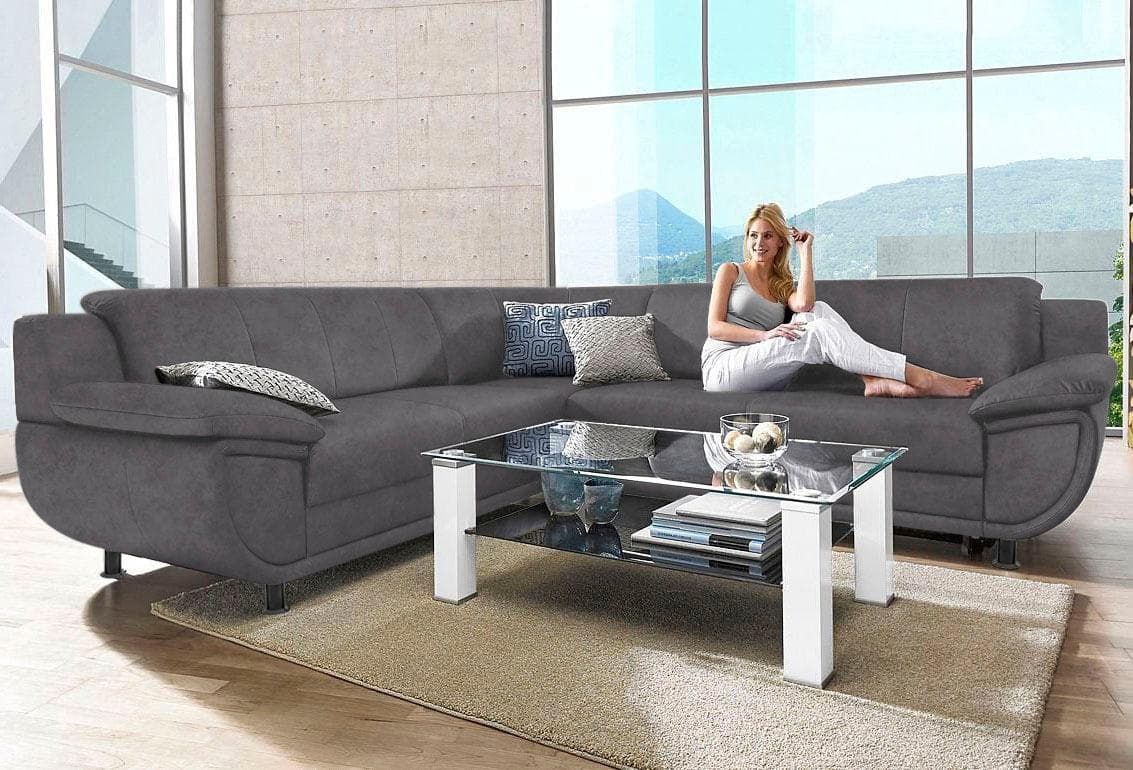 Trendmanufaktur Ecksofa Rondo Anthrazit mit Schlaffunktion
