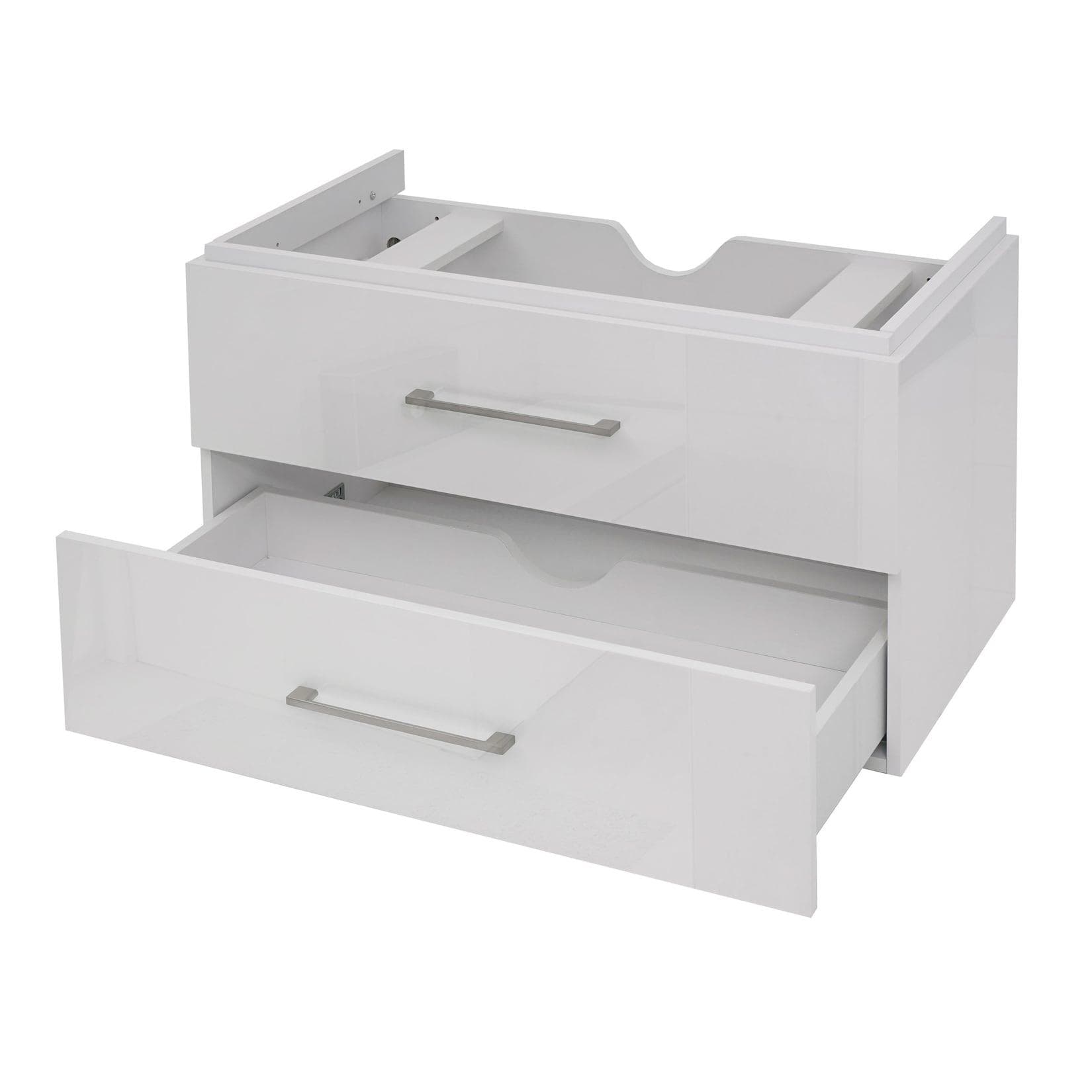 MCW Premium Waschbeckenunterschrank Hochglanz Weiß Soft-Close