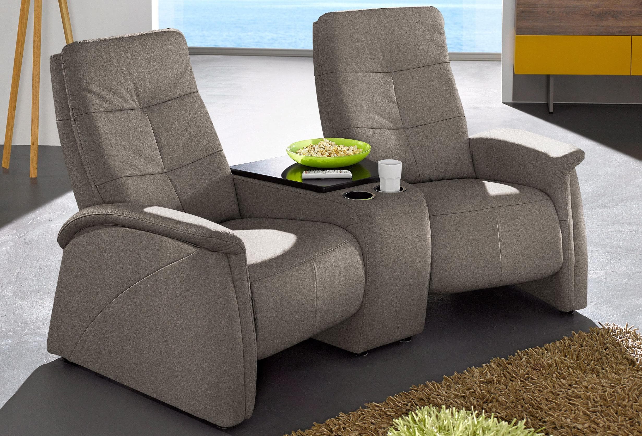 EXXPO Tivoli 2-Sitzer Sofa Grau Relaxfunktion mit Stauraum