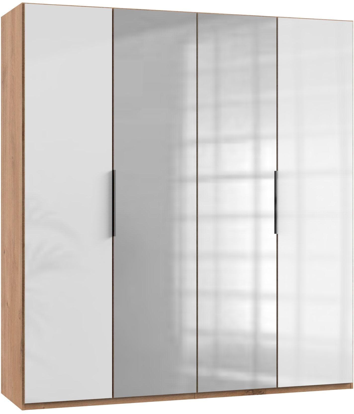 WIMEX Kleiderschrank Level 200cm Glas Spiegeltür Braun Weiß