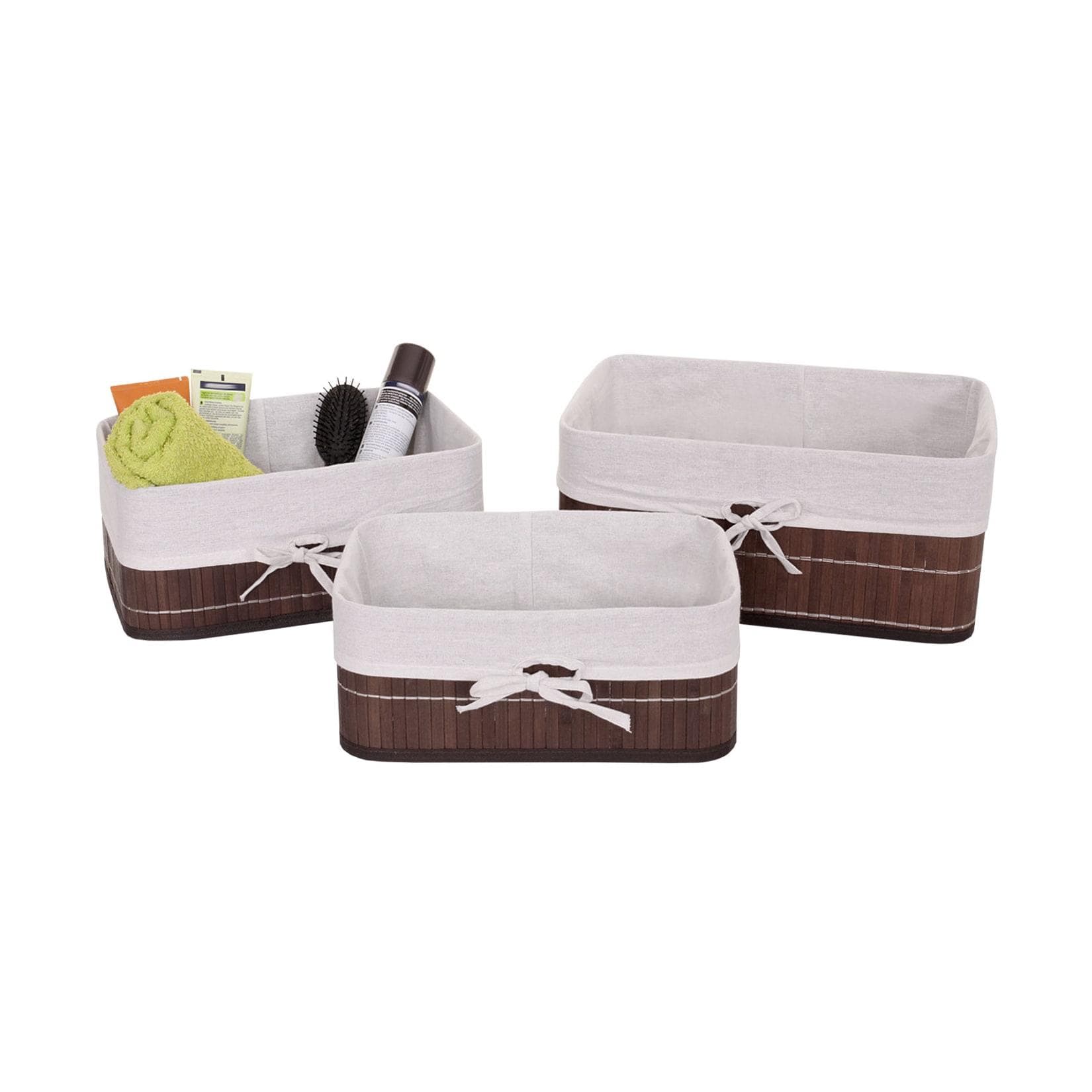 MCW Bambus Aufbewahrungsboxen 3er-Set - Ineinander Stapelbar, Dekorativ