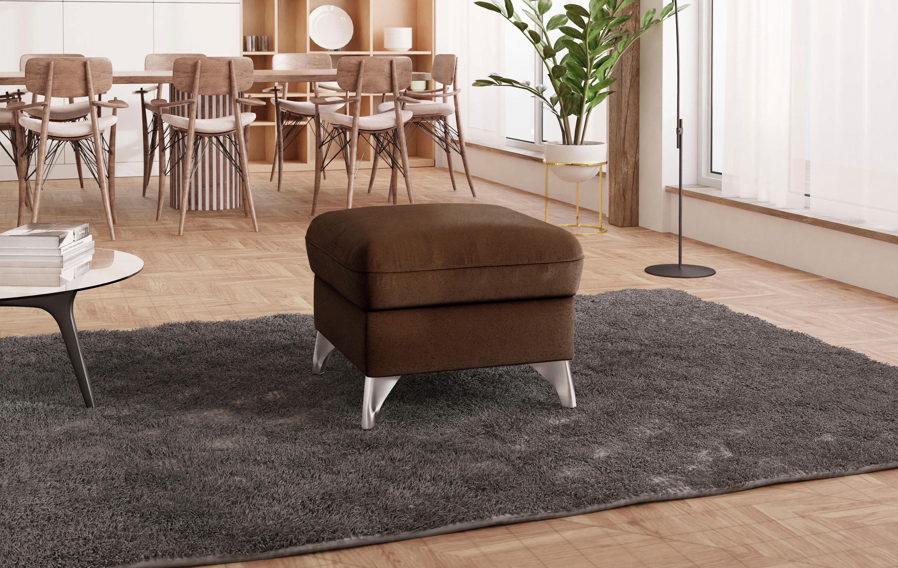 SIT & MORE Polsterhocker Astoria Dunkelbraun mit Stauraum