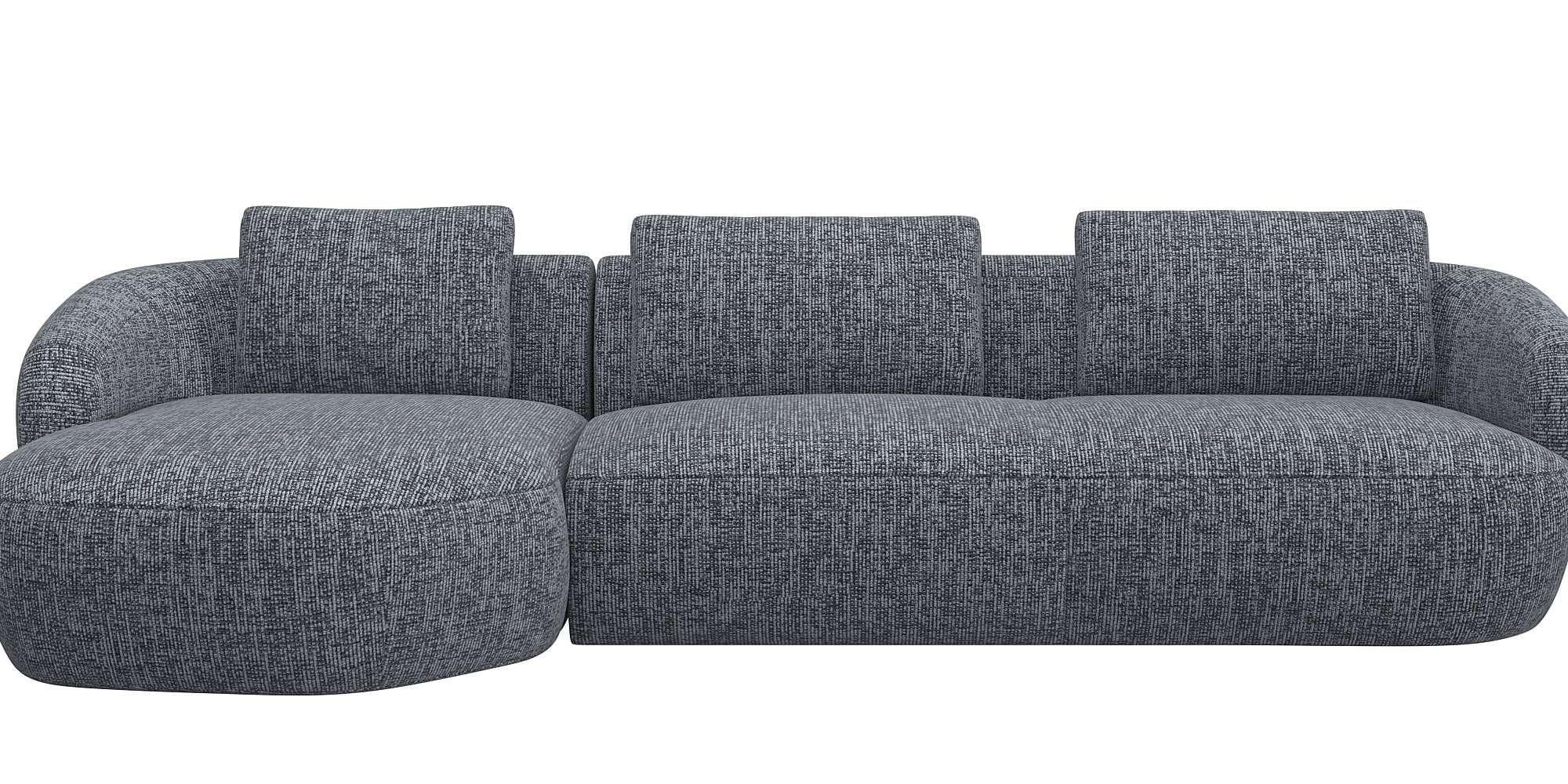 FLEXLUX Wohnlandschaft Torino Grau L-Form mit Recamiere