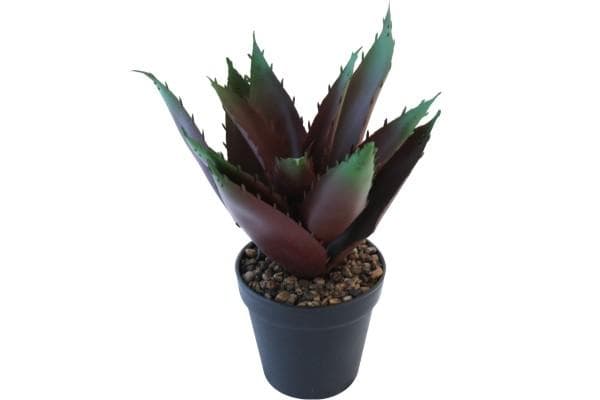 Künstliche Aloe Vera im Topf mit Steindeko Höhe 27 cm Pflanze Dunkelrot