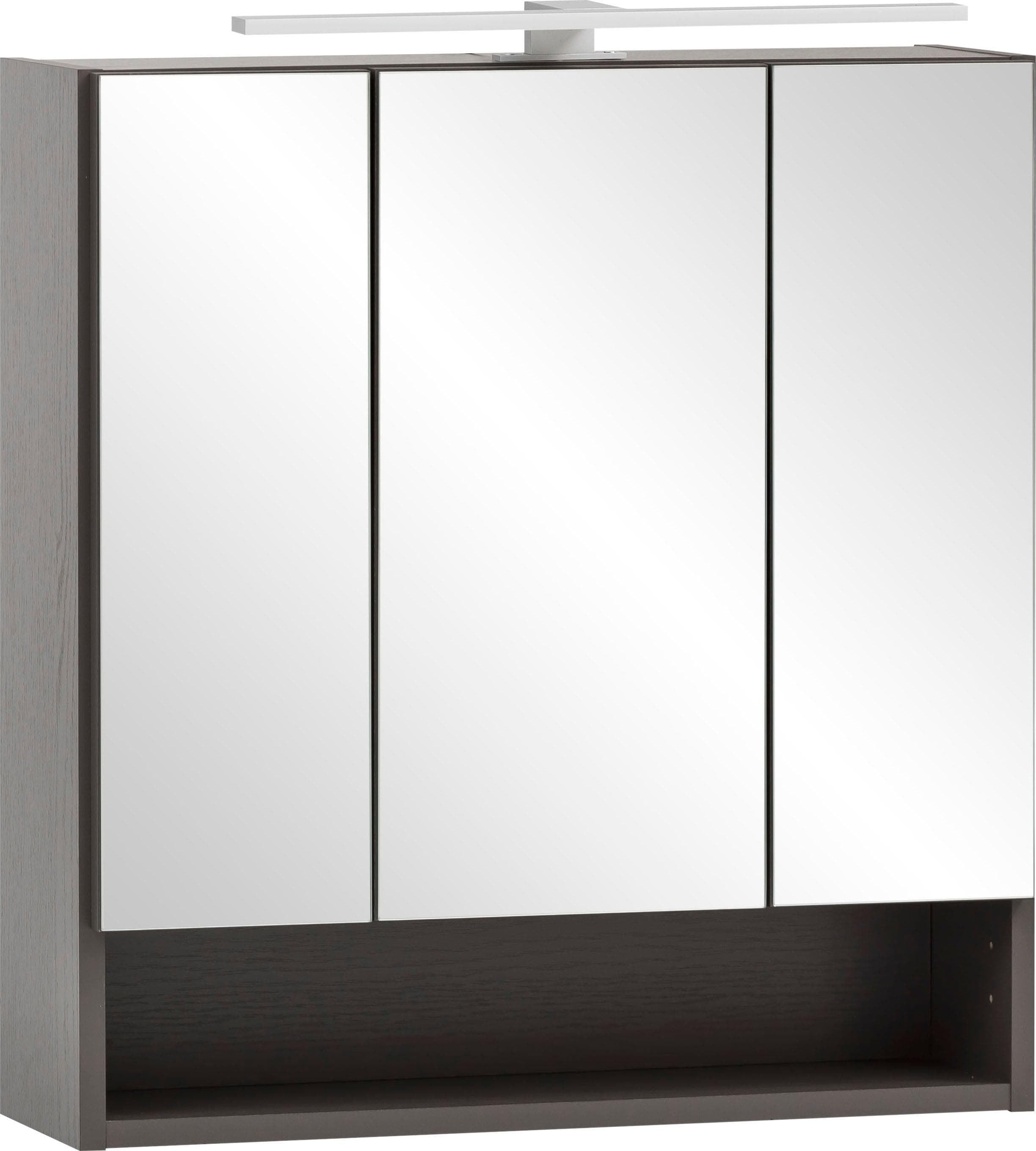 WELLTIME Spiegelschrank Stubach Grau mit LED-Beleuchtung