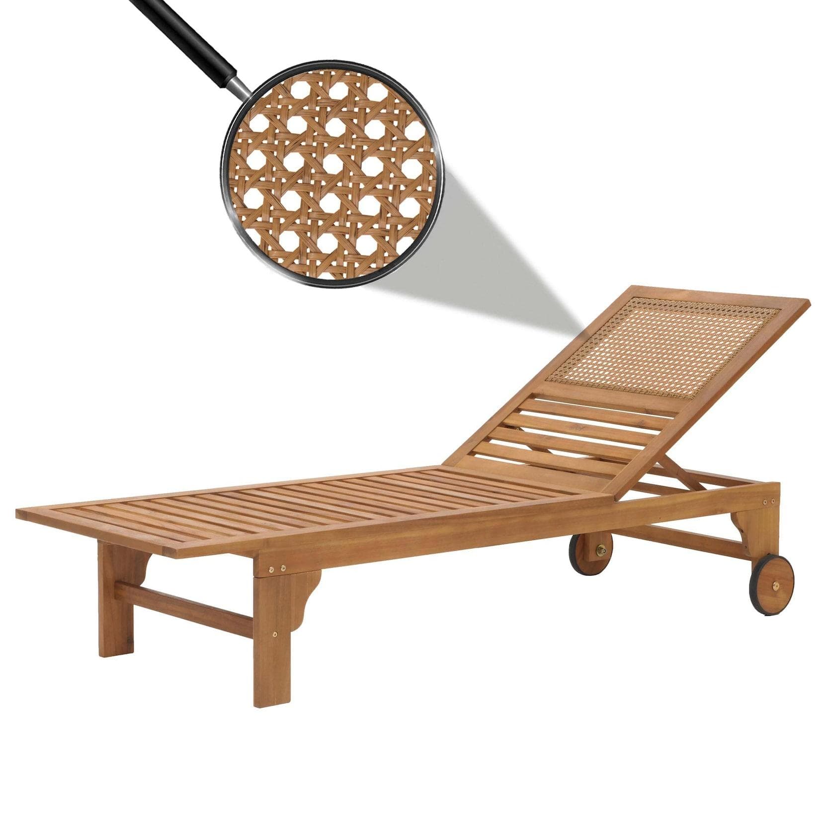 MCW Sonnenliege MCW-N48 Massivholz Akazie Poly Rattan Gartenliege