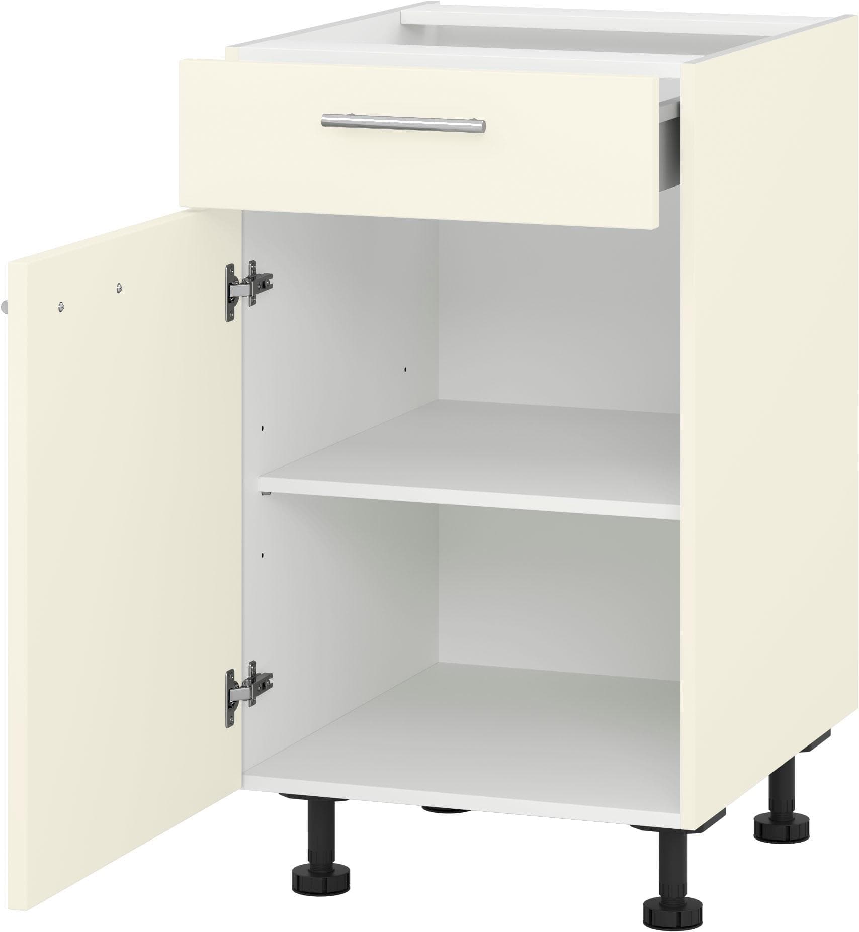 Unterschrank KOCHSTATION KS-Scafa Beige Braun mit Soft-Close