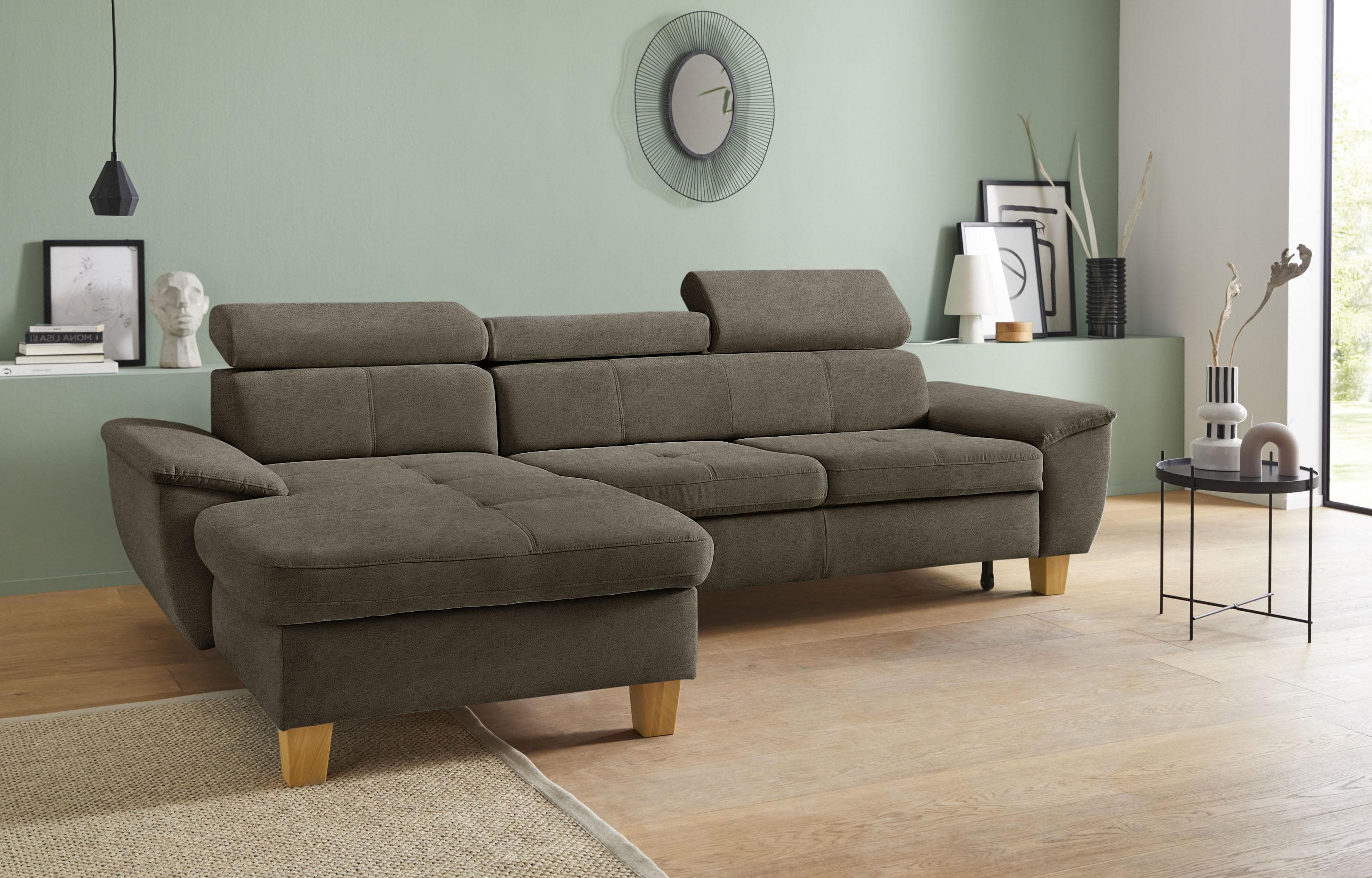 EXXPO Ecksofa Enya Grau L-Form Microfaser Vintageoptik