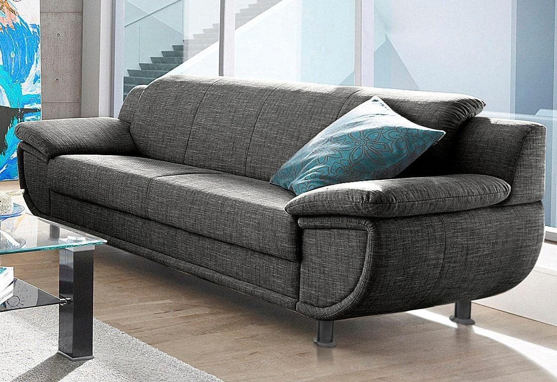 TRENDMANUFAKTUR Rondo 3-Sitzer Sofa Anthrazit Grau