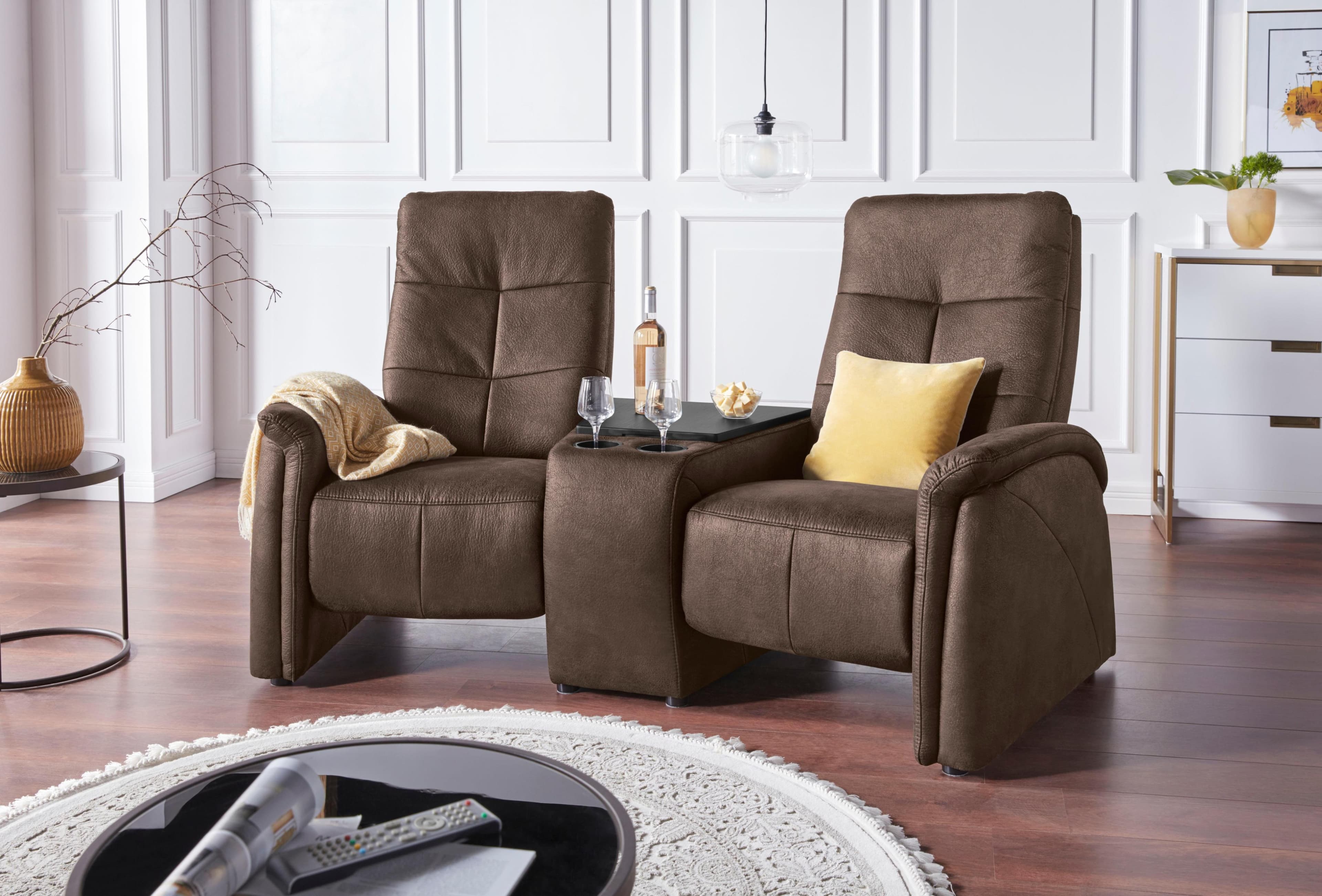 EXXPO Tivoli 2-Sitzer Sofa Relaxfunktion Braun Microfaser