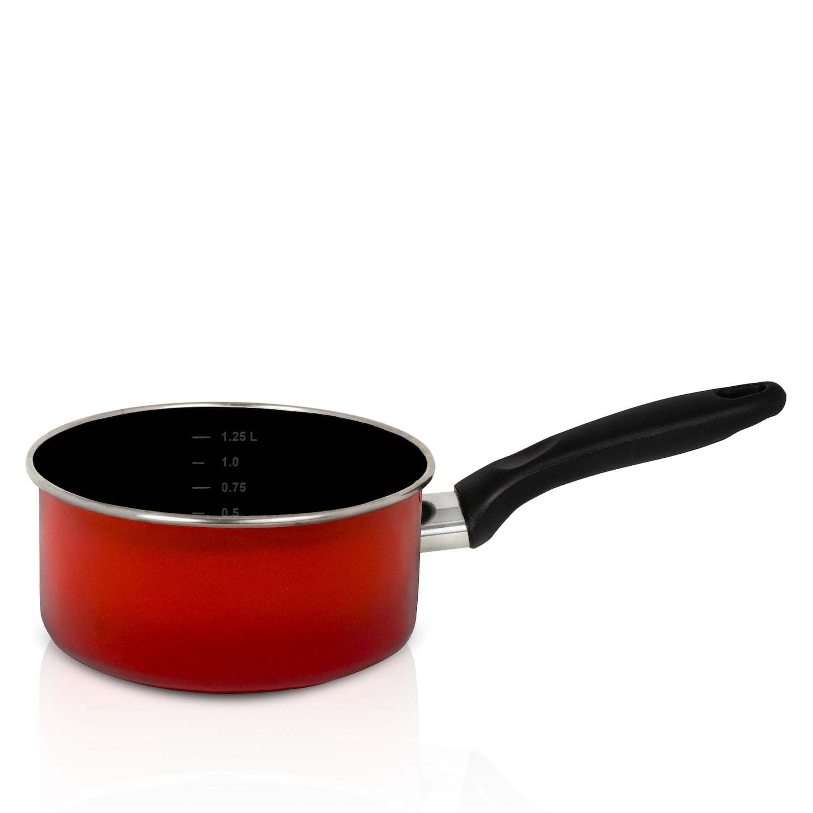 Karl Krüger Emaille Stieltopf Chromrand 16 cm 1,3 l