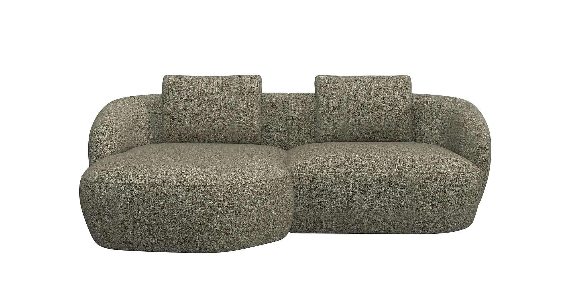 Wohnlandschaft FLEXLUX Torino Grün L-Form mit Recamiere
