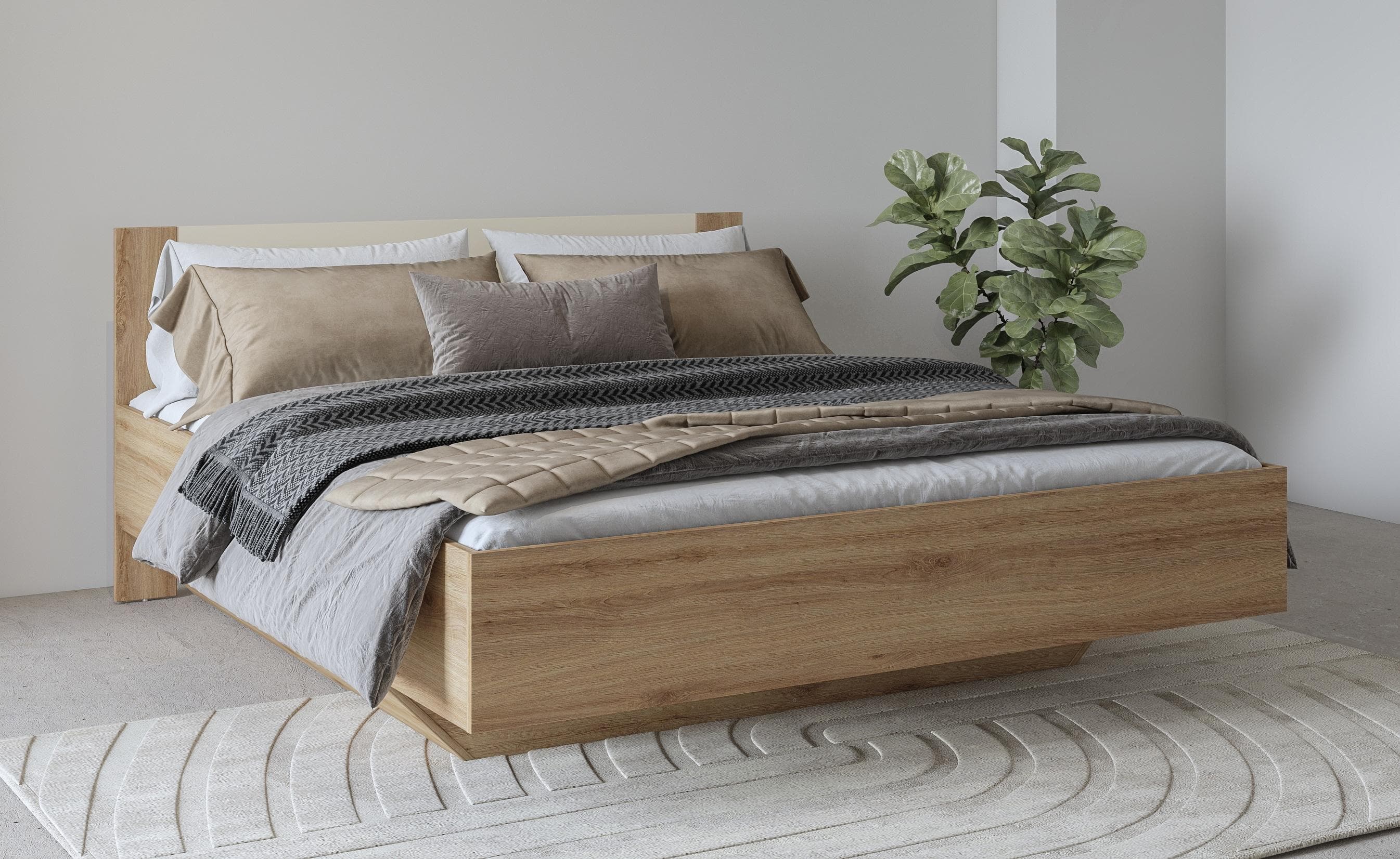 Home Affaire Bitry Bettgestell - Moderner Holzrahmen mit Aufbewahrung