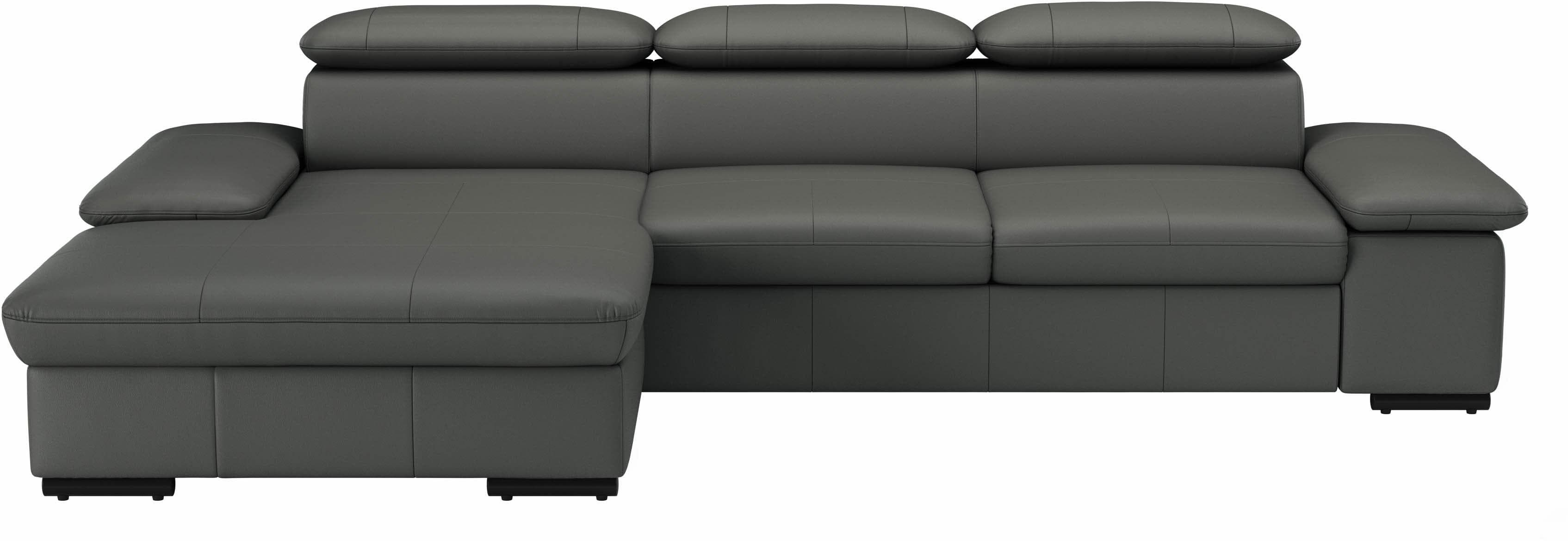 SIT & MORE Ecksofa Alcudia L-Form Anthrazit mit Bettfunktion