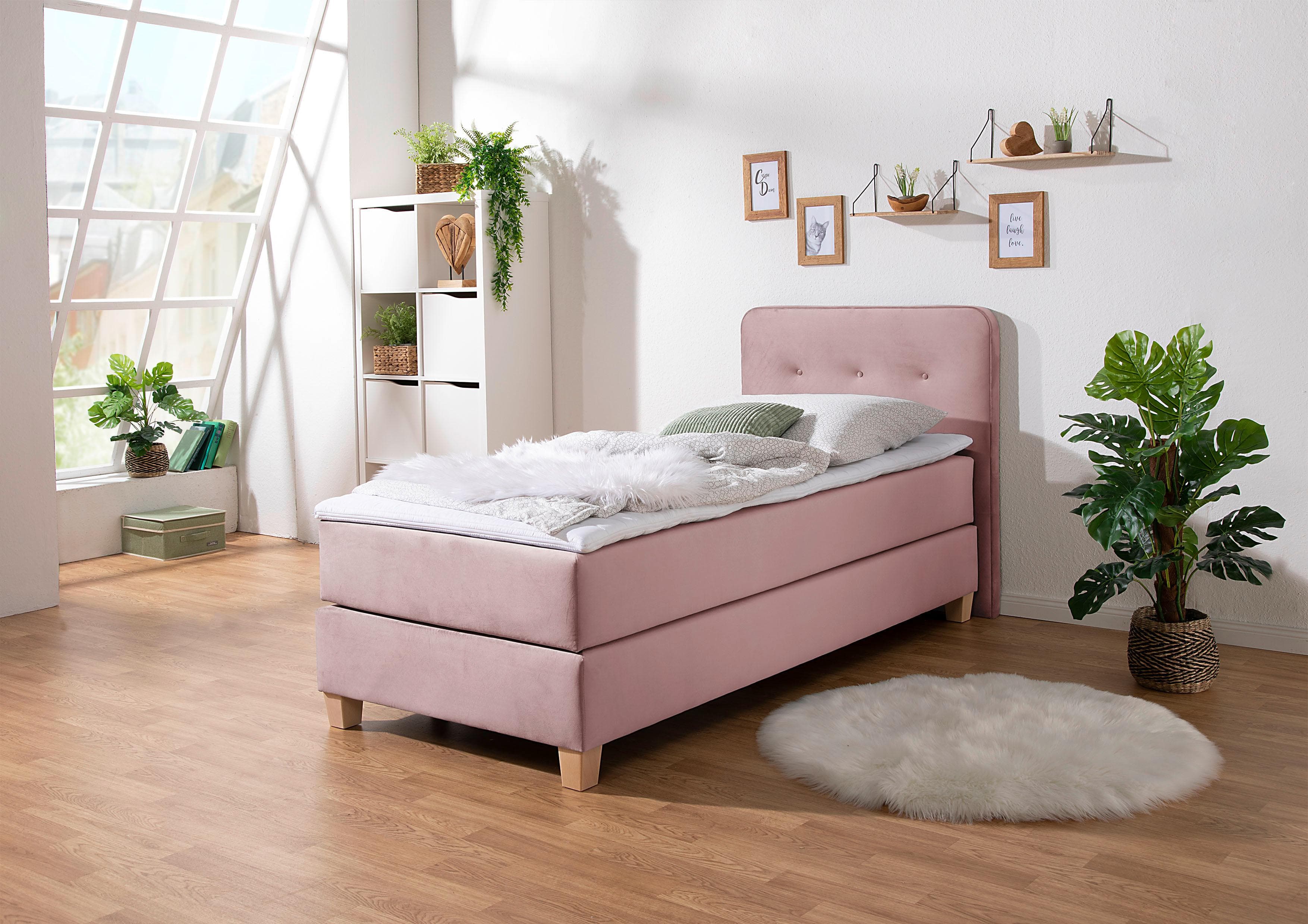 Home Affaire Boxspringbett Fargo Lila mit Topper und 7-Zonen-Matratze