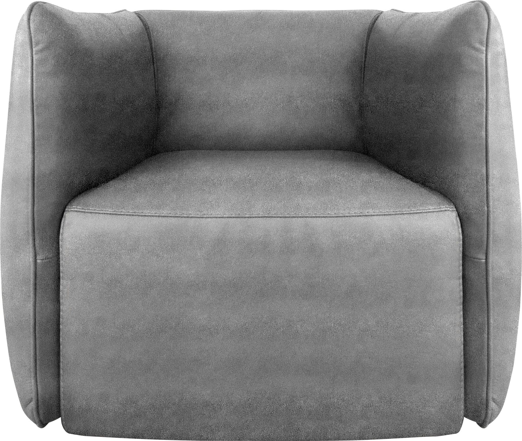 EGOITALIANO Ludo Loungesessel Clubsessel Grau Luxus-Microfaser Lederoptik