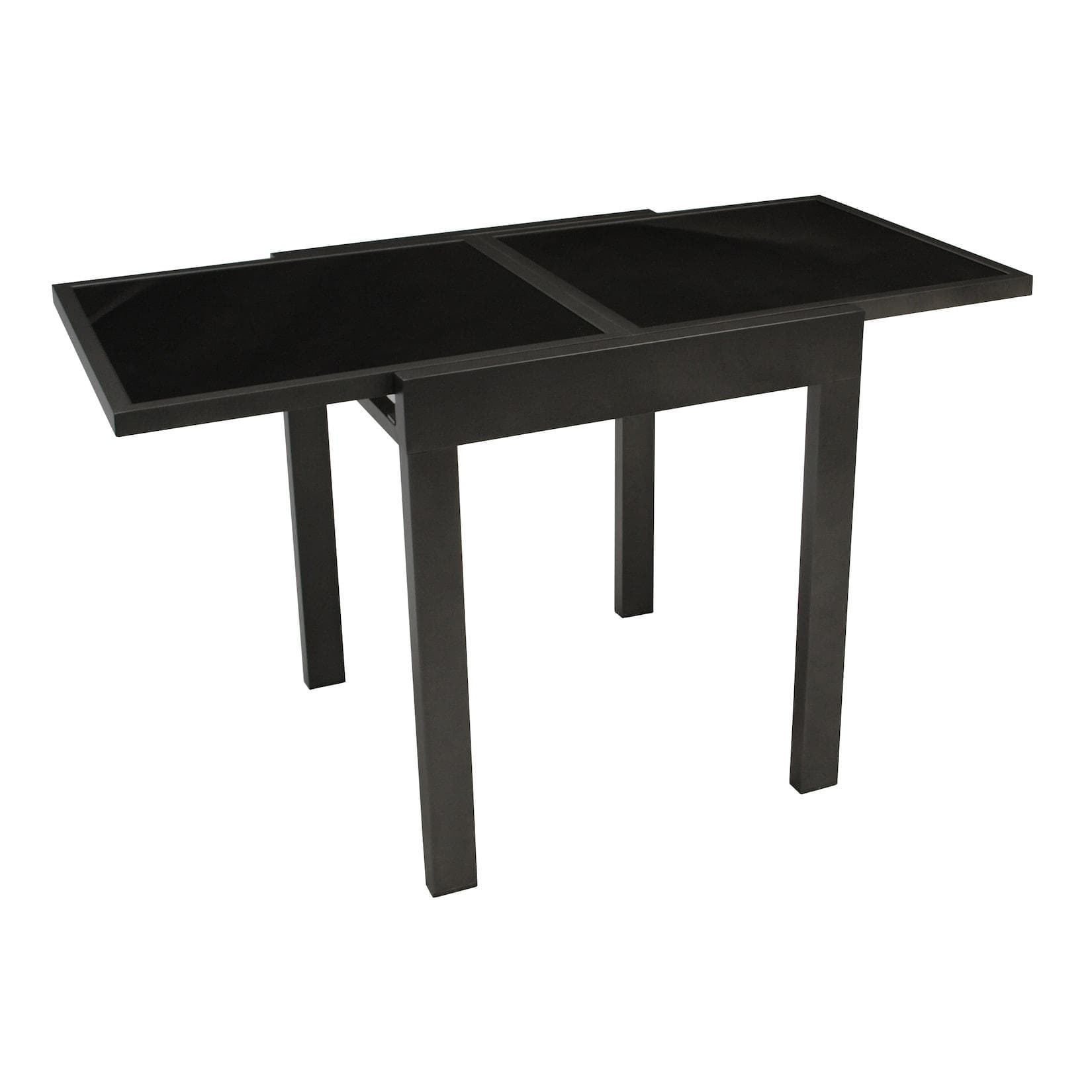 DEGAMO Gartentisch TORINO Aluminium Anthrazit Ausziehbar Glas Schwarz
