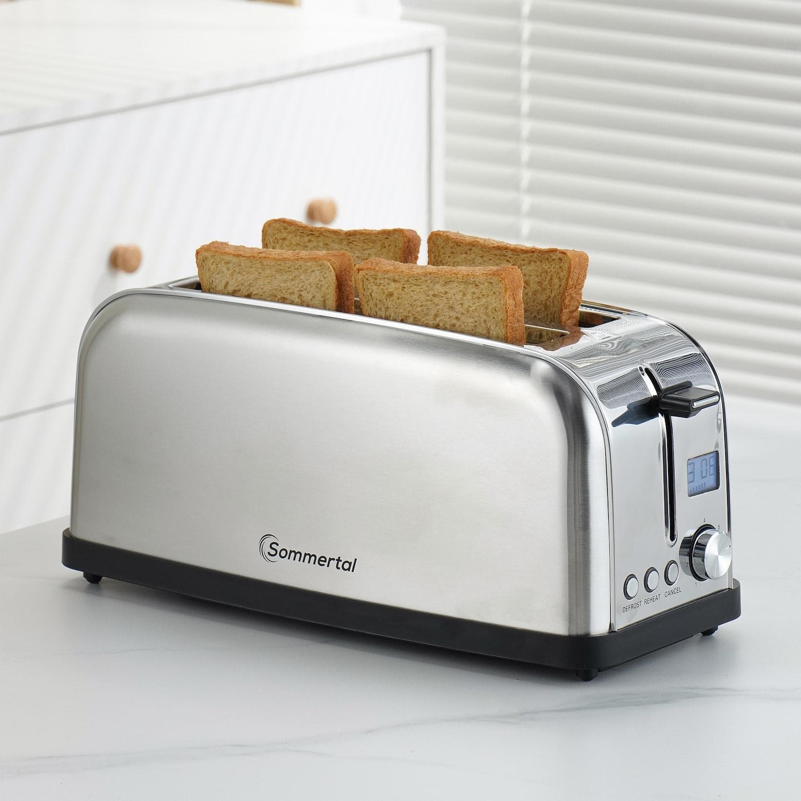Sommertal Toaster ST1500 XXL 4 Scheiben Retro Design Edelstahl