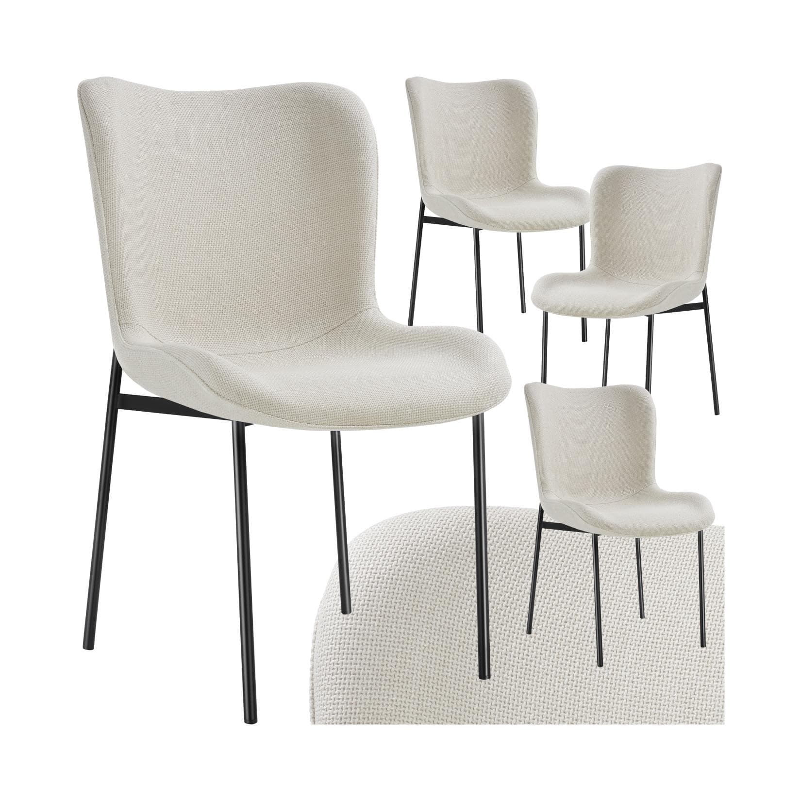 Ergonomischer Polsterstuhl mit hoher Rückenlehne (4er Set)