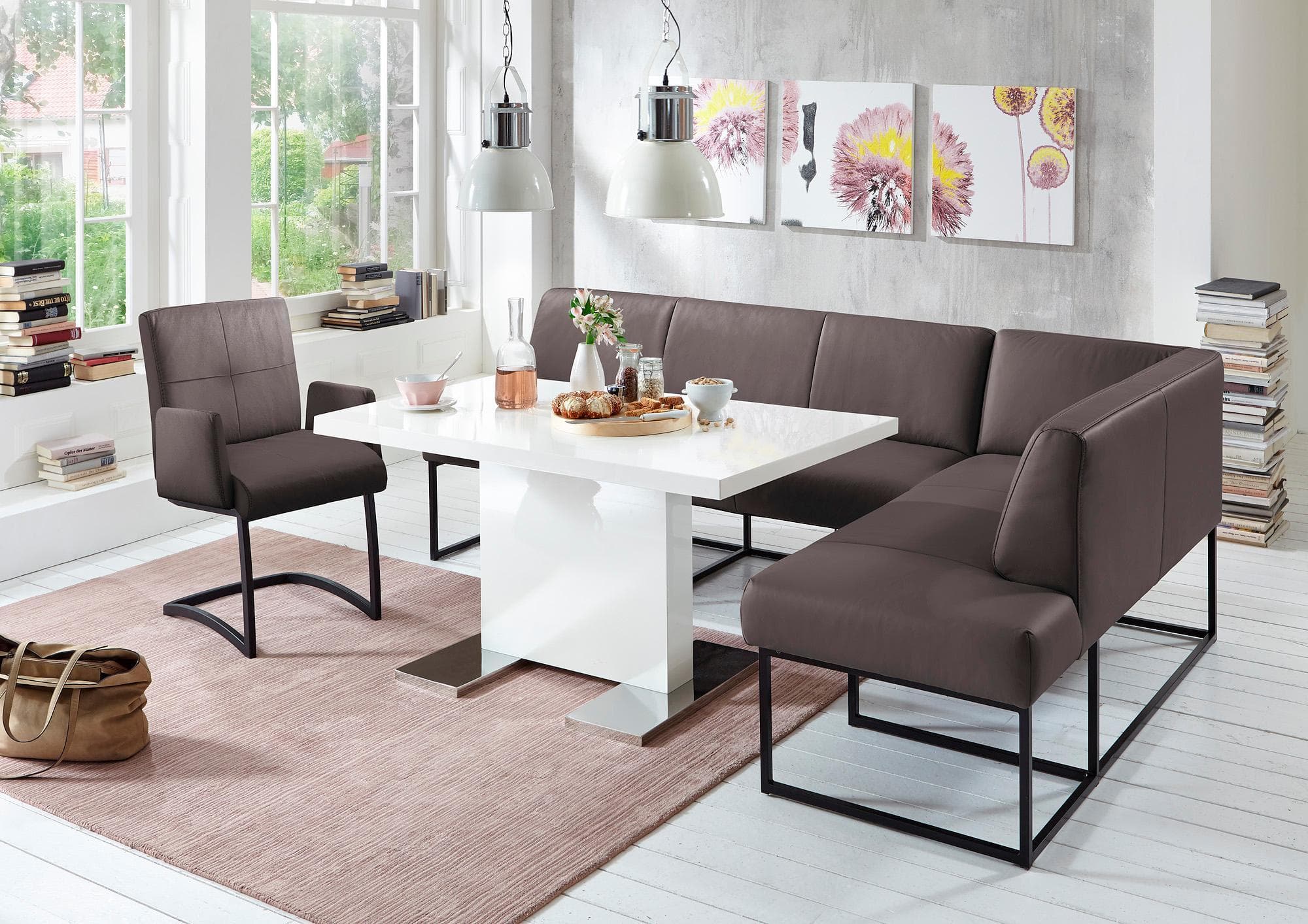 Eckbank EXXPO SOFA FASHION Affogato Schoko Kunstleder Frei im Raum